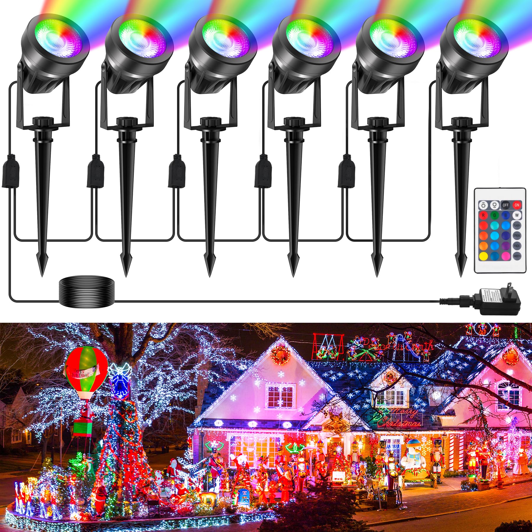 Crepow Rgbw Color Changing Landscape Lights With Remote, 12V Low Voltage, 6-In-1 For Garden, Yard
