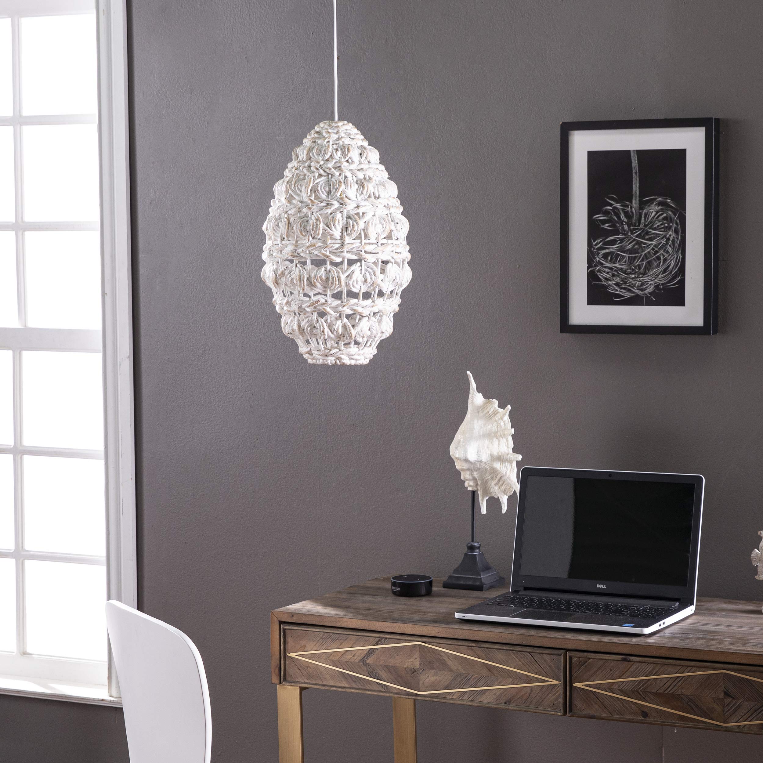 Sei Furniture Rosemill Whitewash Pendant Shade - Stylish Iron Light Fixture
