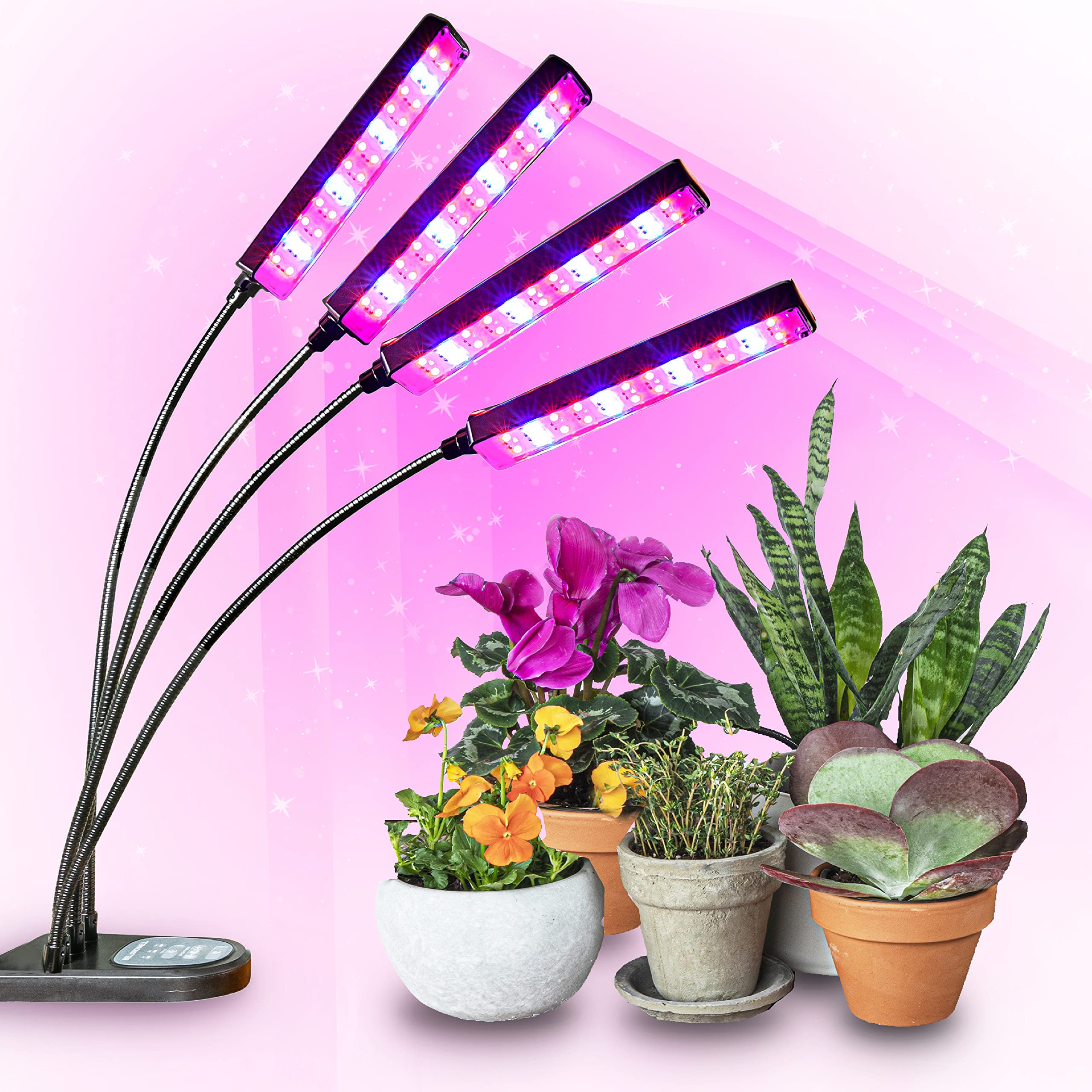 Bell+Howell Bionic Grow Grow Light for Indoor Plants 4 Heads Growing Lamp with 8 Brightness Settings, 3 Light Modes Including Fu