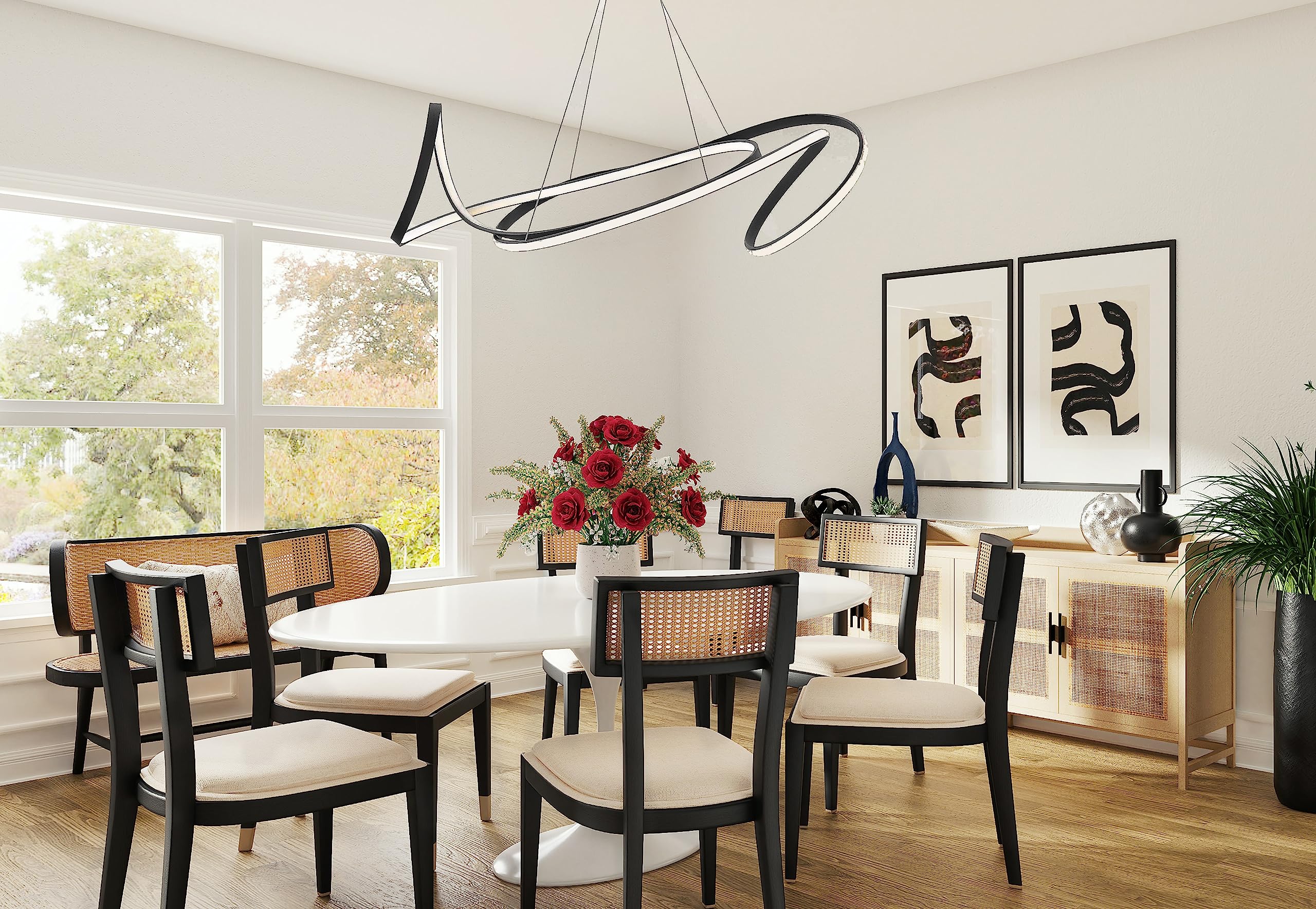 Finesse Decor Moscow LED Chandelier, Metal, Black, Model CH-006-B
