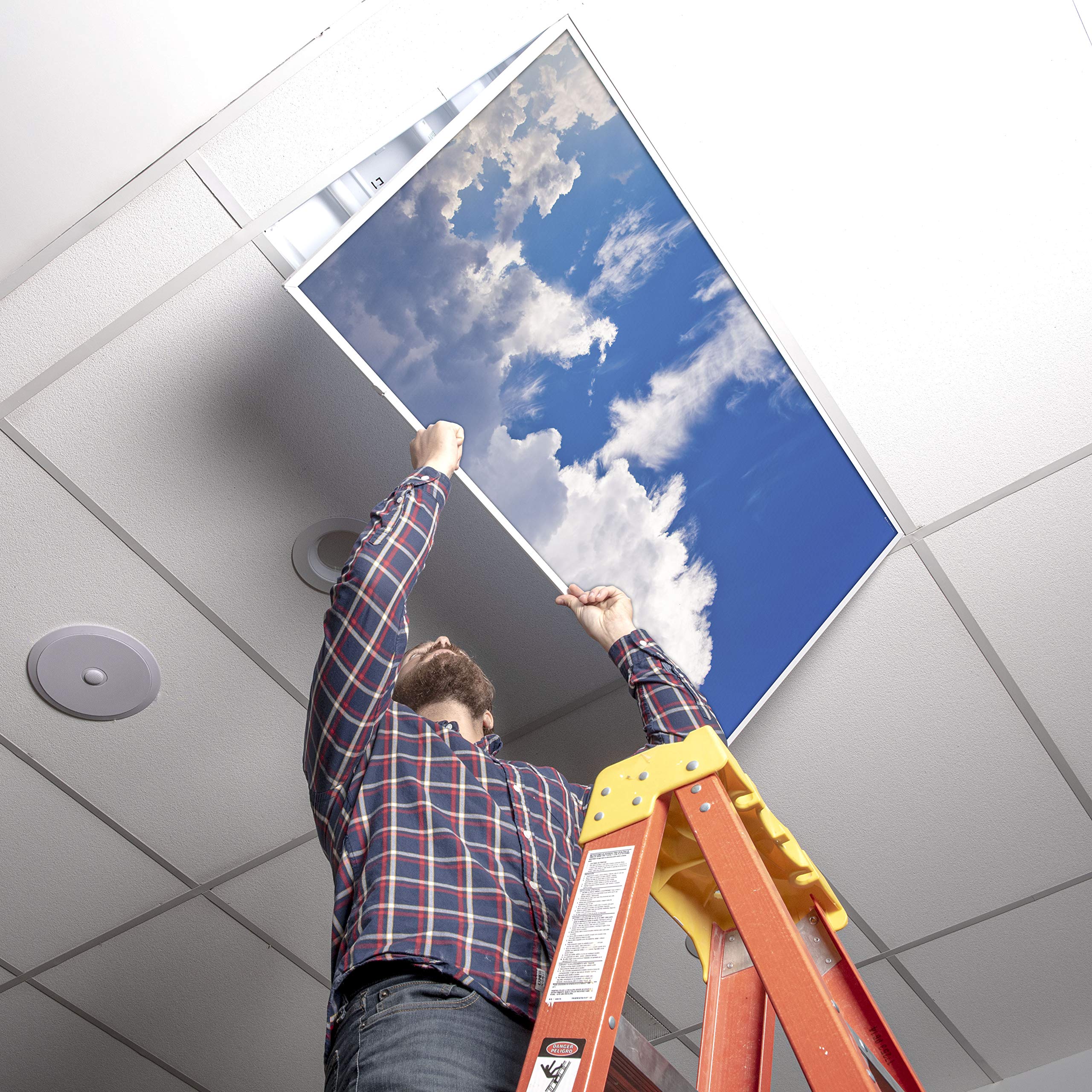 OCTO LIGHTS Fluorescent Light Cover - Backlit Film Insert 2x4 (22.38inx46.5in) Heavenly Cumulus, Model CLD-009-2x