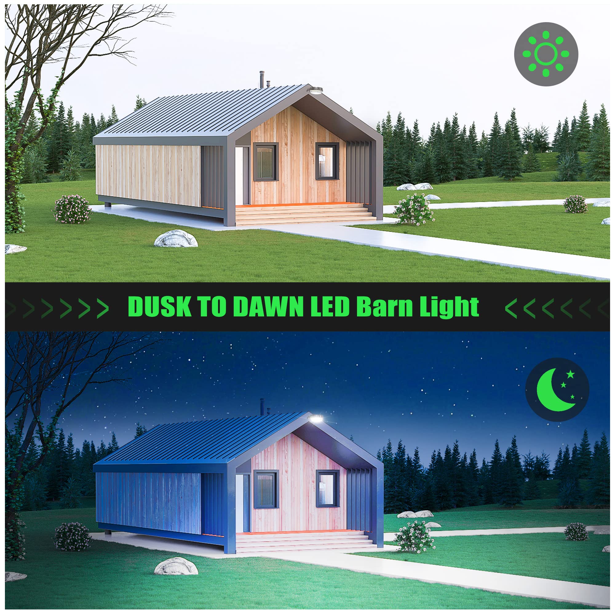 NUOGUAN 100W LED Barn Light 15000LM, Dusk to Dawn, ETL Listed, 5000K Daylight, Aluminum, IP65 Waterproof, Model NG-SP-