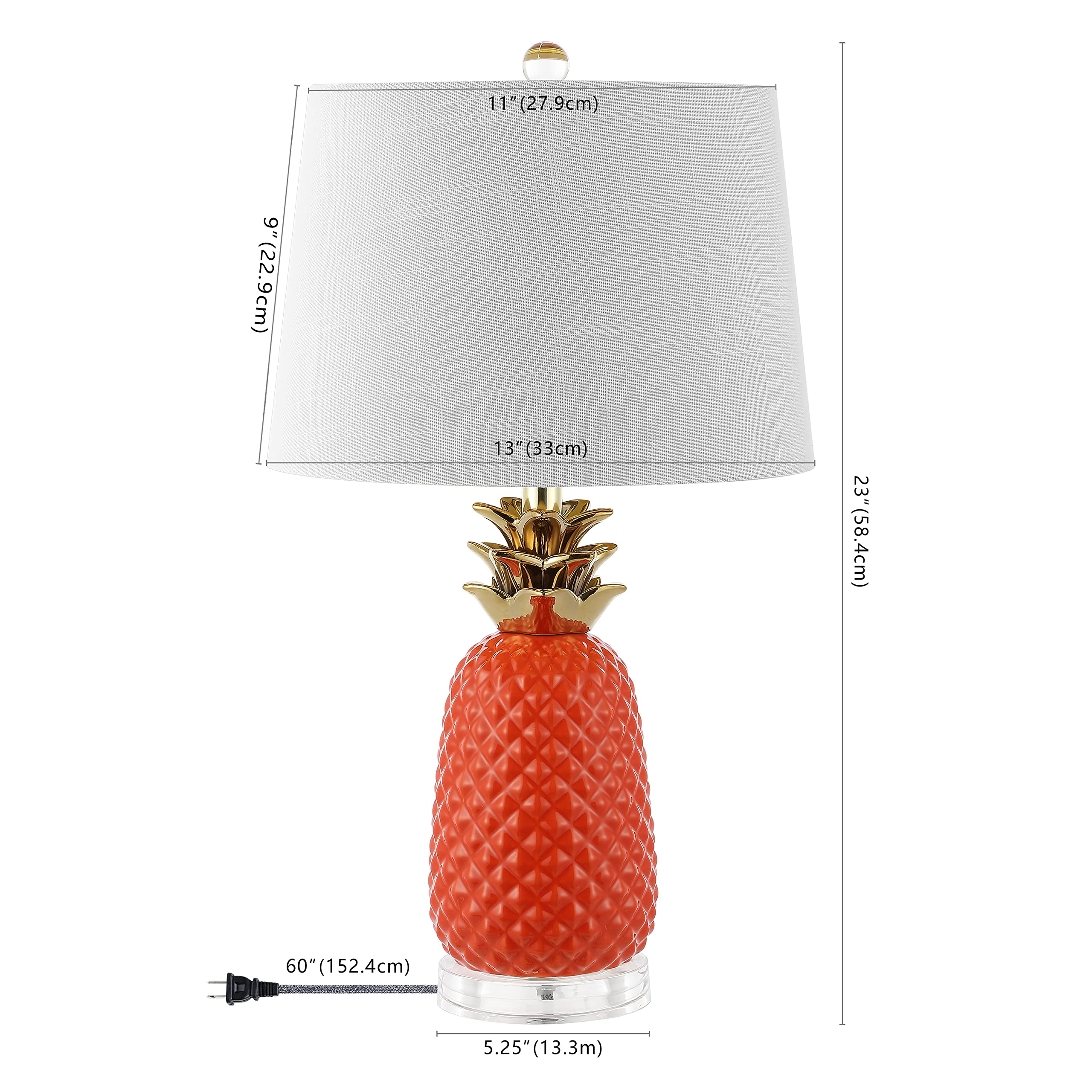 JONATHAN Y Pineapple Table Lamp Ceramic 23in Orange/Gold Model JYL4019E LED Bulb Included for Bedroom Living Room Office