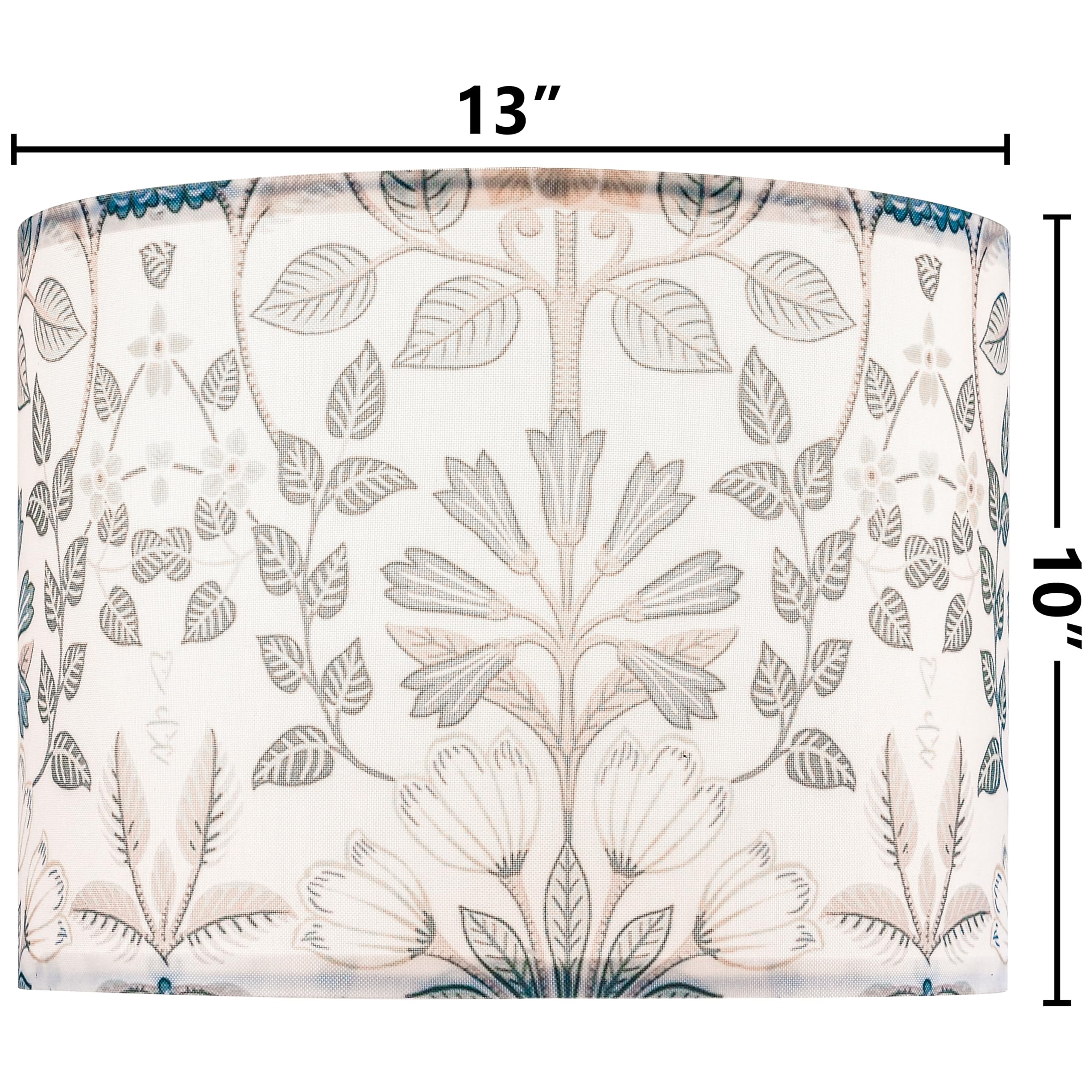 Goso 1Pcs Medium Lampshade Polyester Fiber Printing Plants Drum Lamp Shade For Tablelamp,Floor Lamps,Diy Pendant Light,Wall Hang