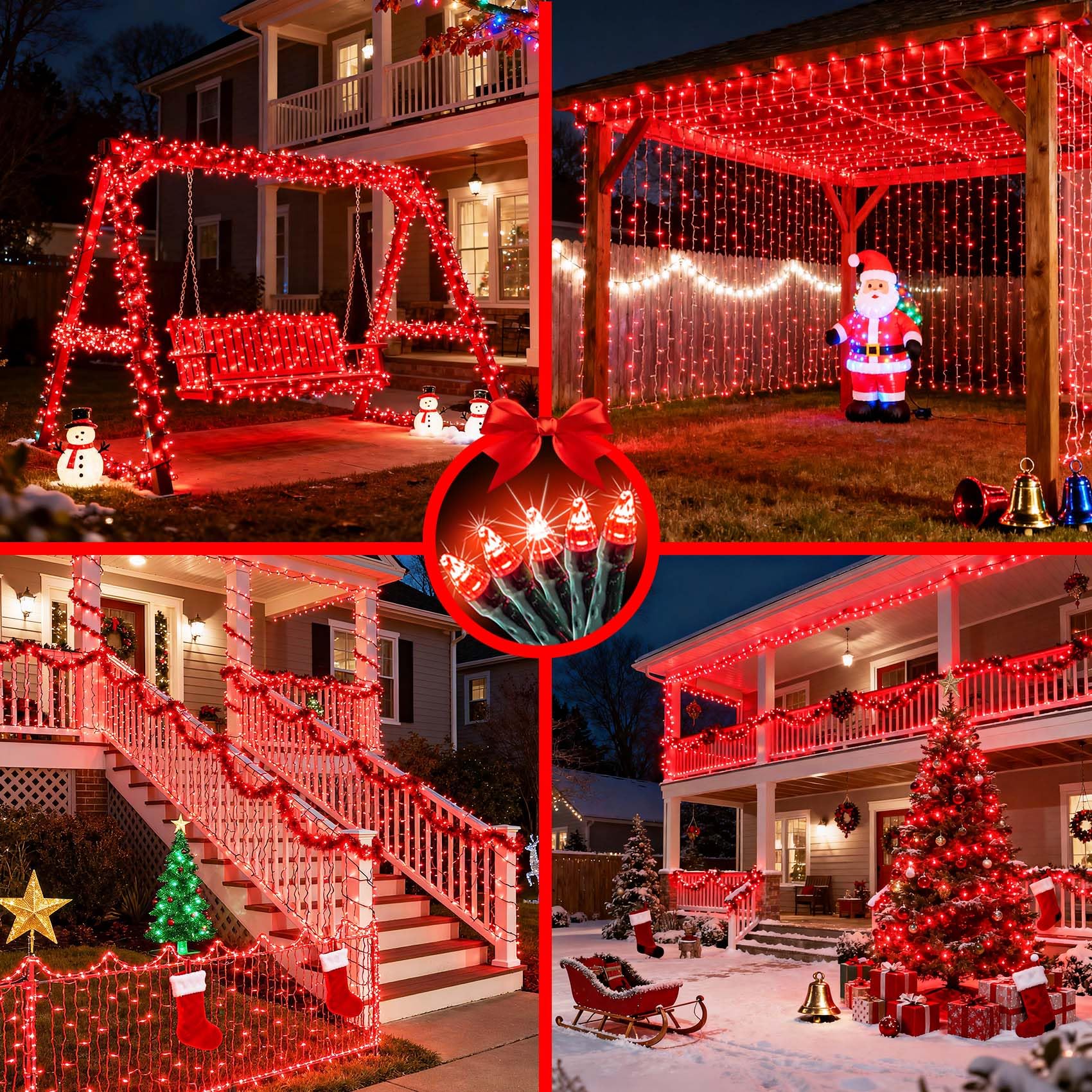 750 Led 240Ft Christmas String Lights Outdoor  12 Pro Modes And Timer Memory & Brightness  Plug In Waterproof Dark Green Wire Twinkle Light For For Xmas Yard Tree Wedding Party Decor (Red)