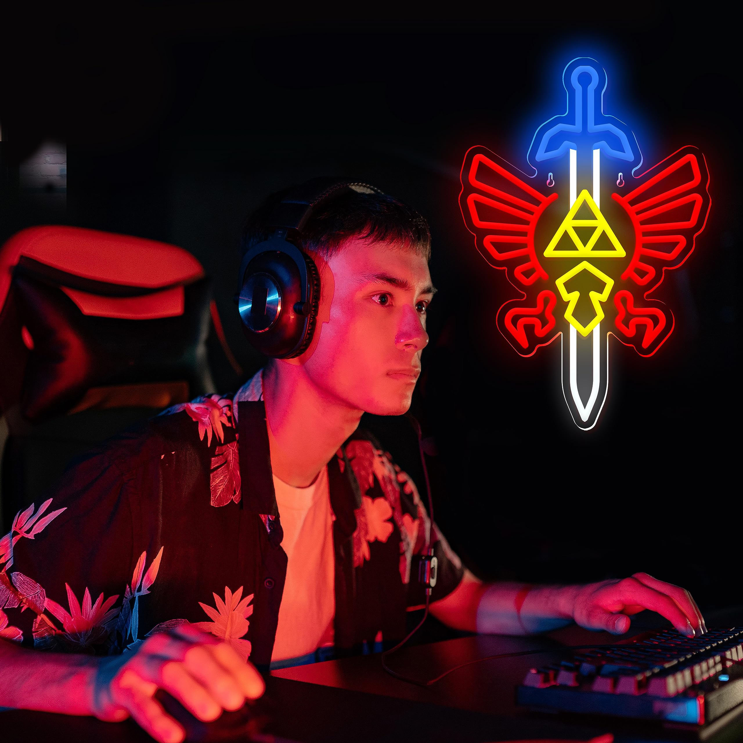 JIARODEY Neon Sign - decorative replica cutting edge LED Wall Decor for Gaming Room, 15.7x10.6inch, Model S-01, Color: decorative replica cutting edge
