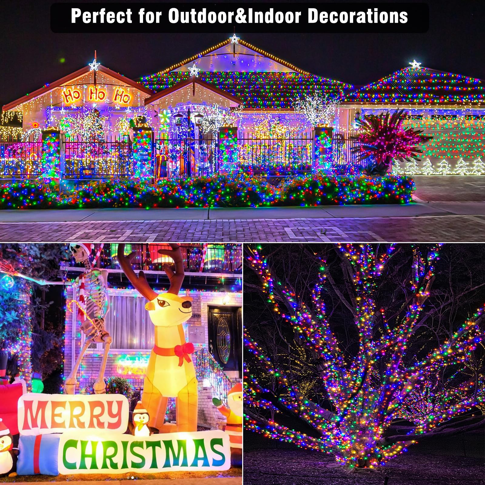Vivideal 33ft 100 LED Christmas Lights, Multicolor Waterproof String Lights with 8 Modes, Indoor/Outdoor Fairy Lights for Home Party Decor