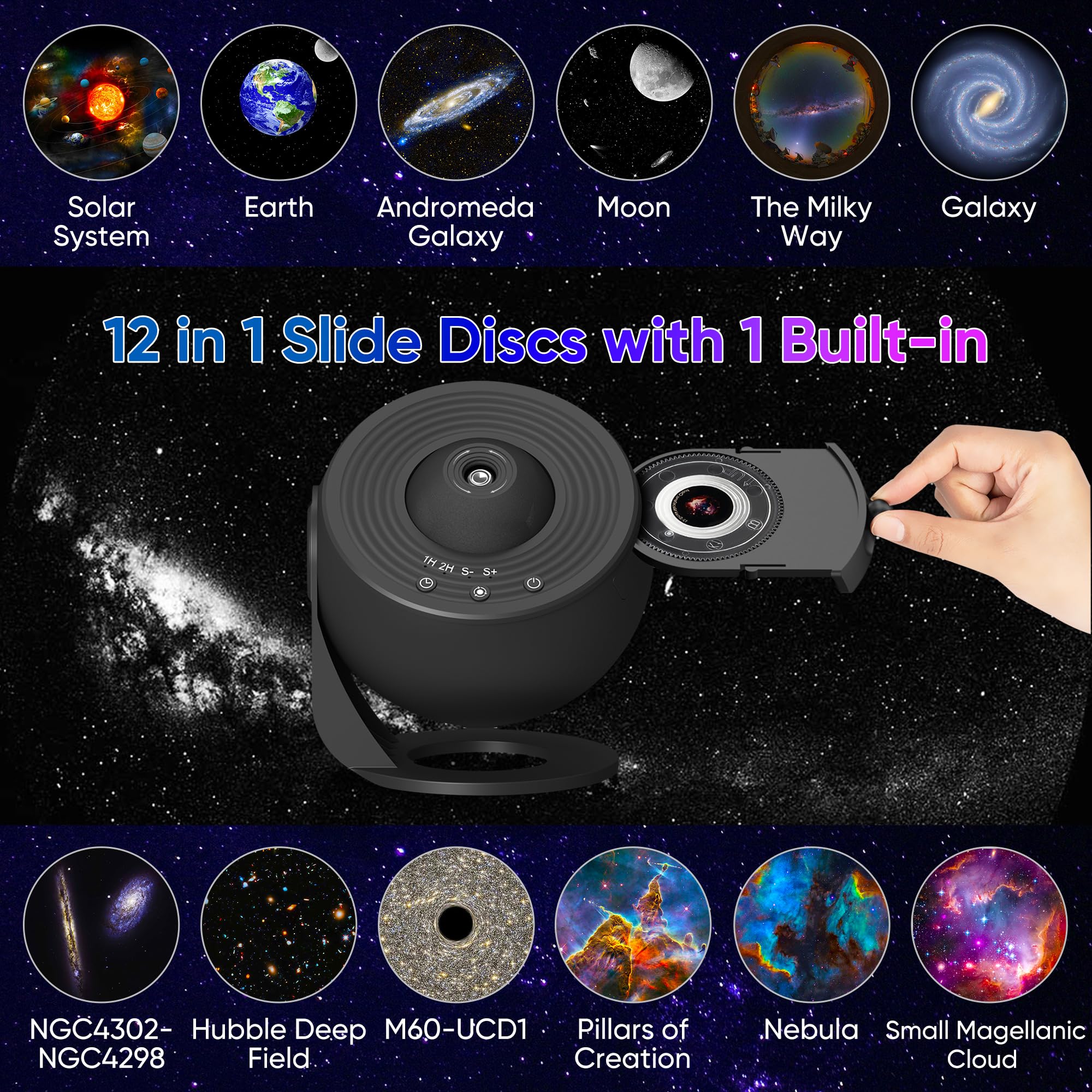Xeefeel Galaxy Projector, 360° Rotating  tarium Light, HD, Medium Size, Black, Model BL-DQY02