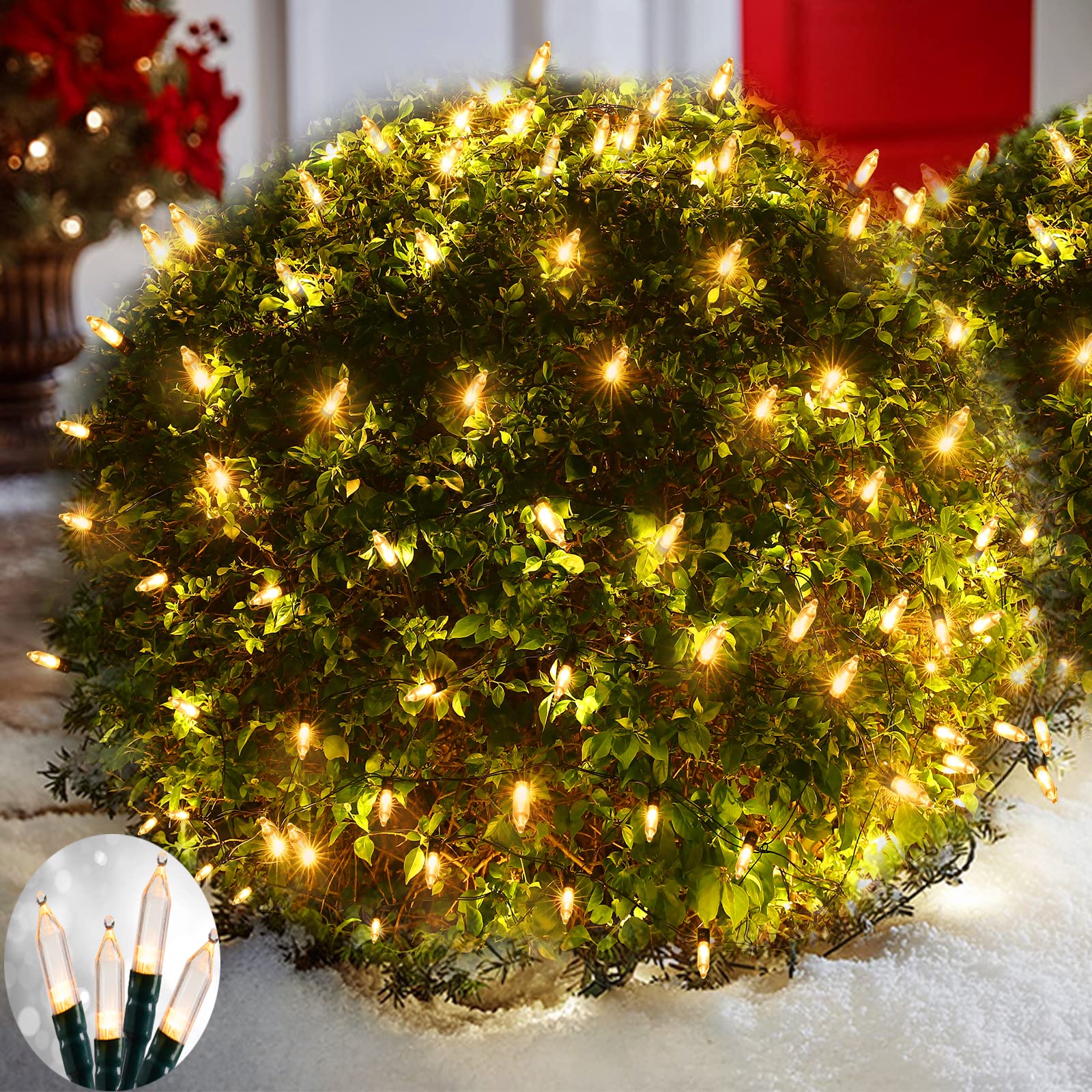 Efunly LED Christmas Net Lights, 100 LED, 5ftx5ft, Waterproof, 8 Modes, Warm White, Model GP-SW290DC0125-IP44(US)-