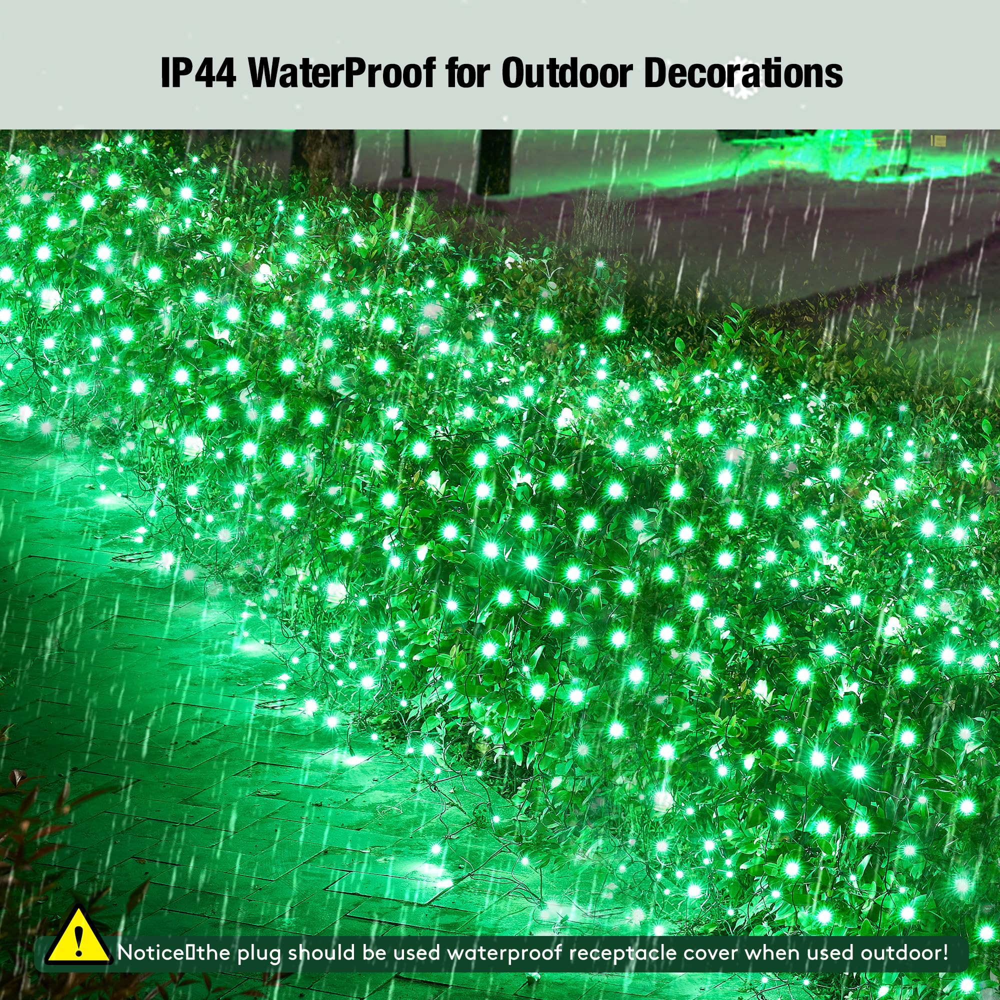 Sylampow Led Green Christmas Net Lights Outdoor Christmas Bushes Lights 120Led 6Ftx5Ft, Connectable Outdoor Indoor Christmas Mes
