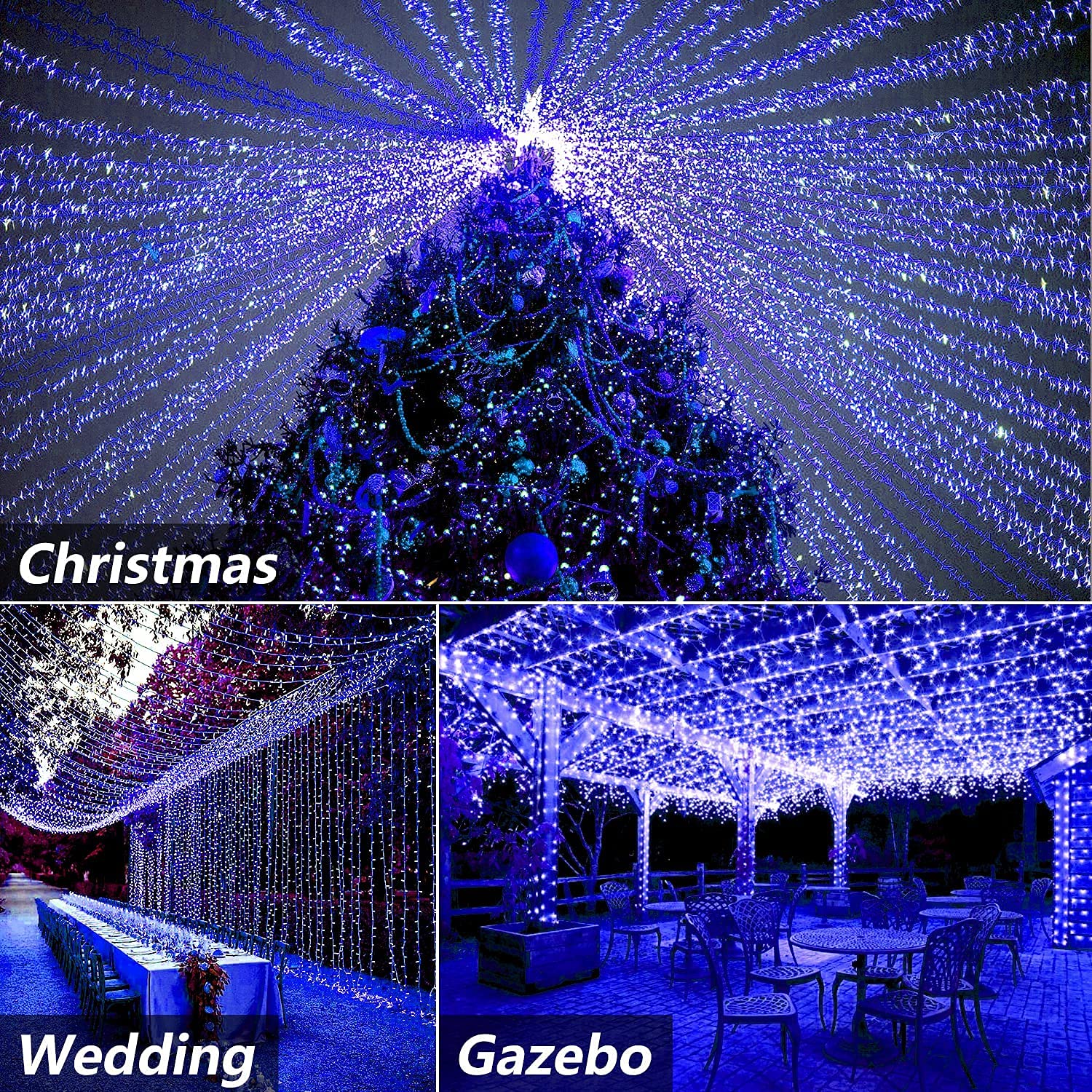 Hezbjiti 1000 LED Christmas String Lights, 394ft Blue Fairy Lights with Remote & Timer for Home, Party, Wedding Decor