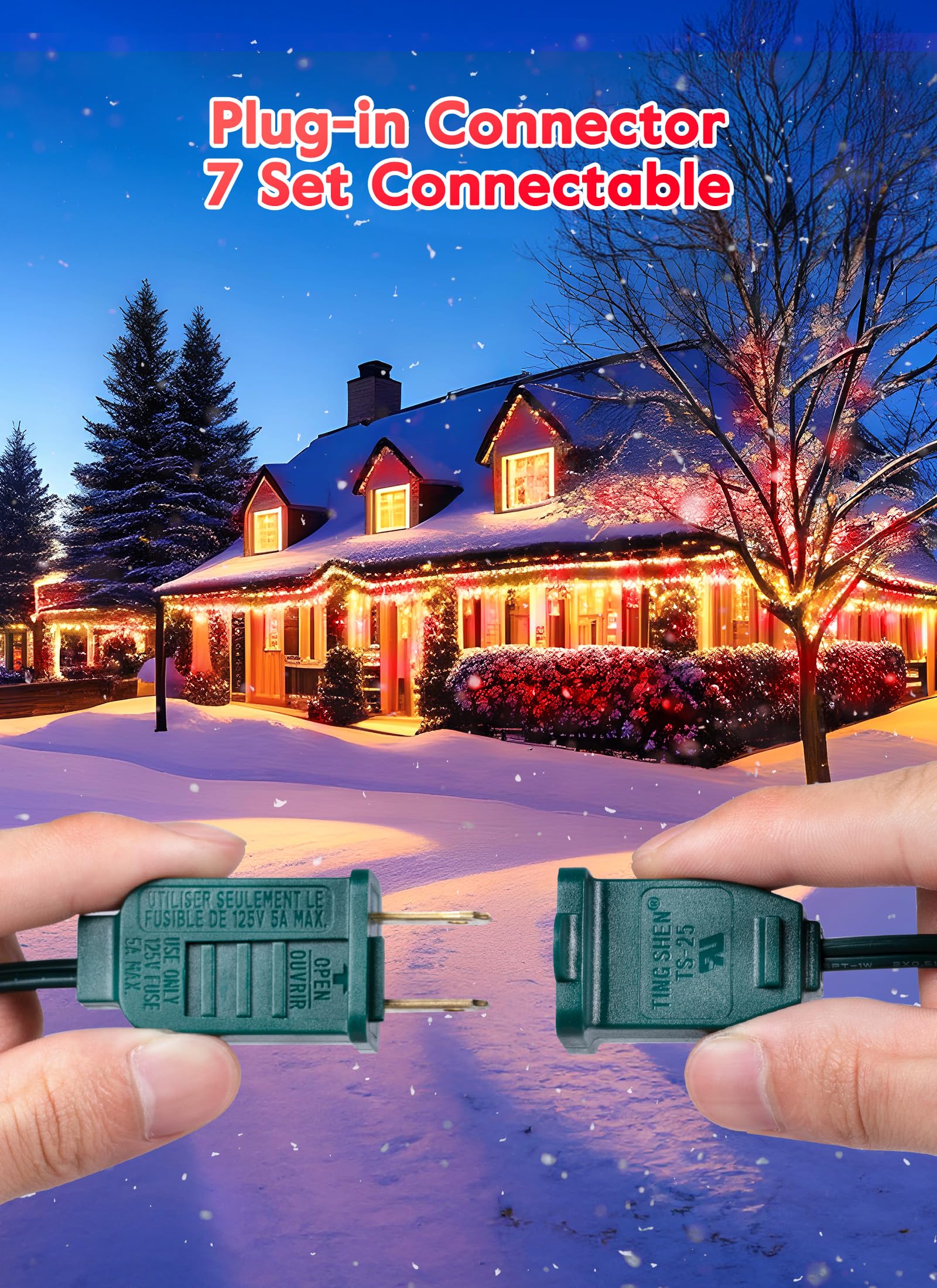 100 Feet Led Christmas Lights, Red And Warm White C9 Christmas String Lights Outdoor, 100 Strawberry Bulbs Connectable Ul Certif