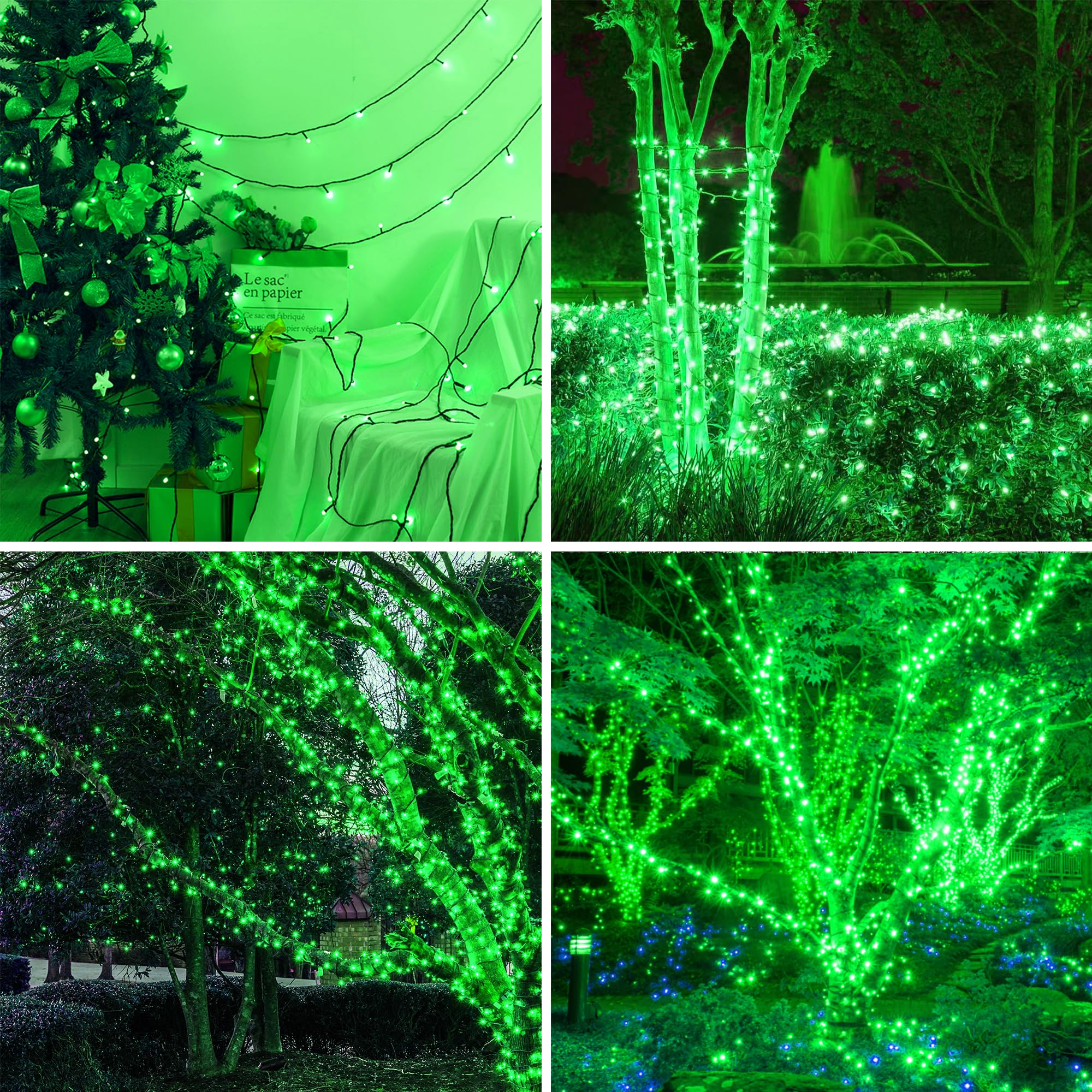 kemooie 500 LED St Patricks Day Lights, 164FT Waterproof Green, 8 Modes, Ideal for Outdoor Events and Decorations