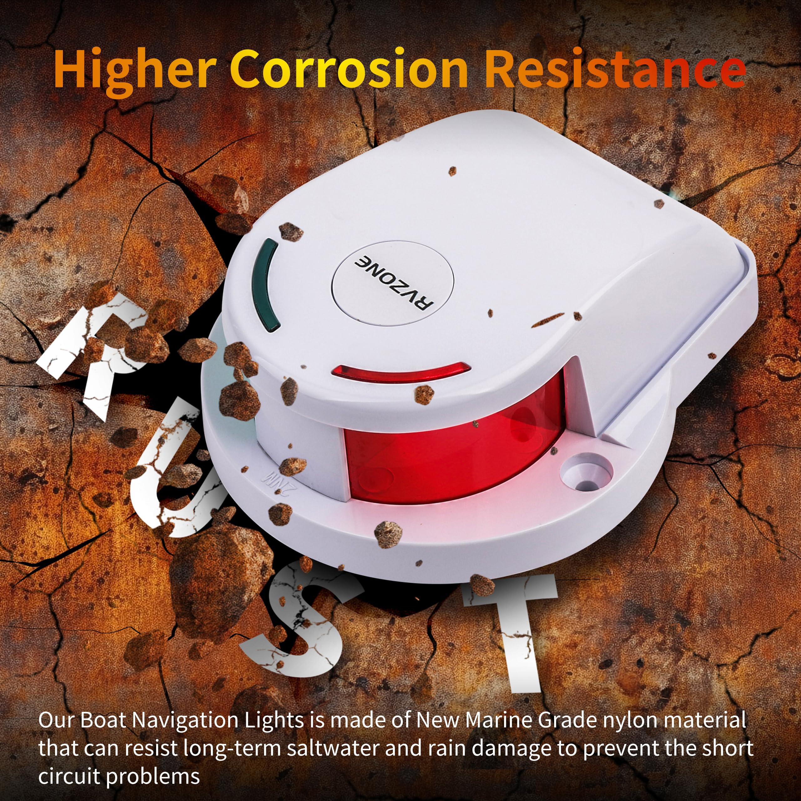 Rvzone Navigation Lights For Boats, Led Ip67 Waterproof For Bow, Ideal For Pontoon, Yacht, Power And Small Boats (White)