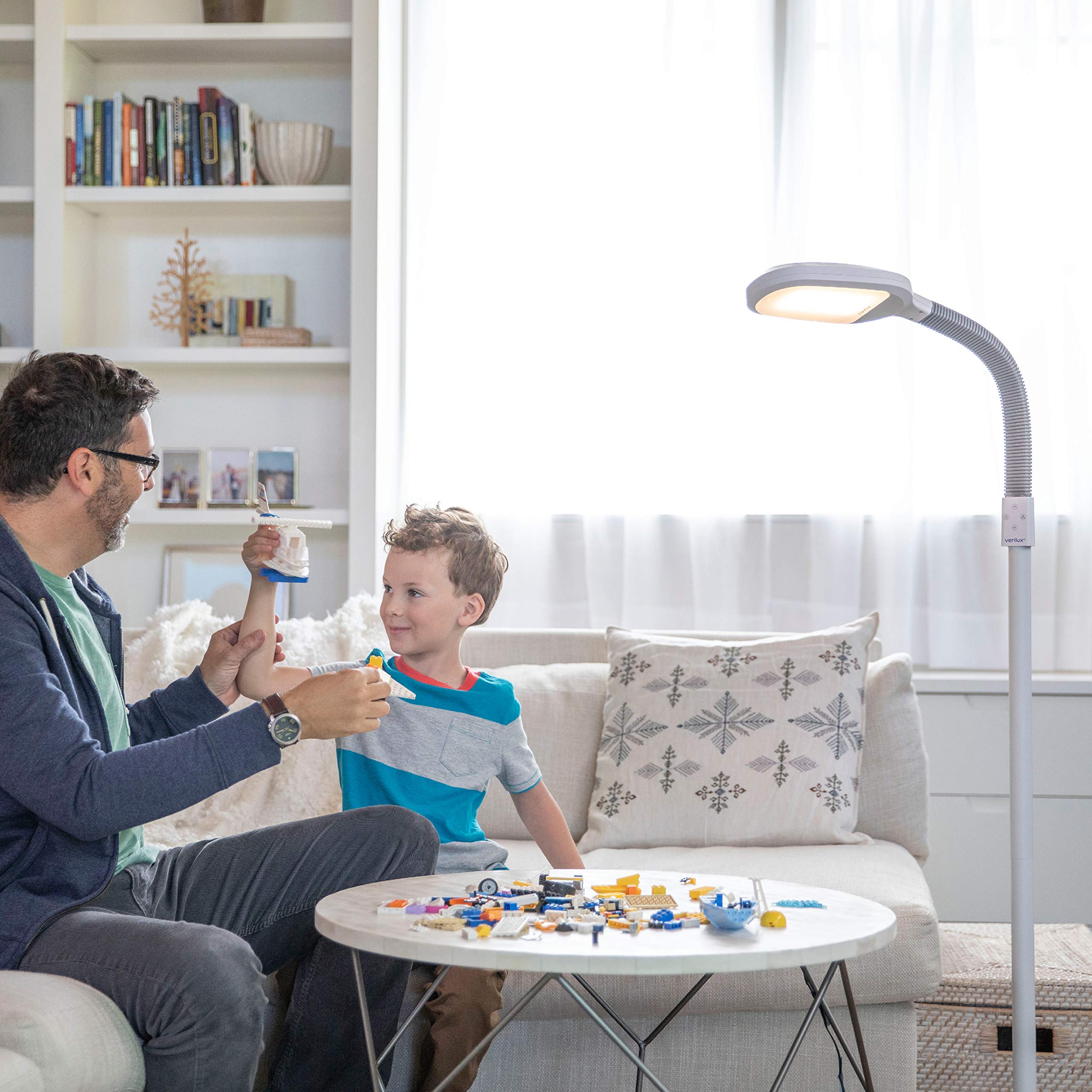 Verilux Smartlight Led Floor Lamp - Adjustable Brightness, Gooseneck, Eye Strain Relief, White