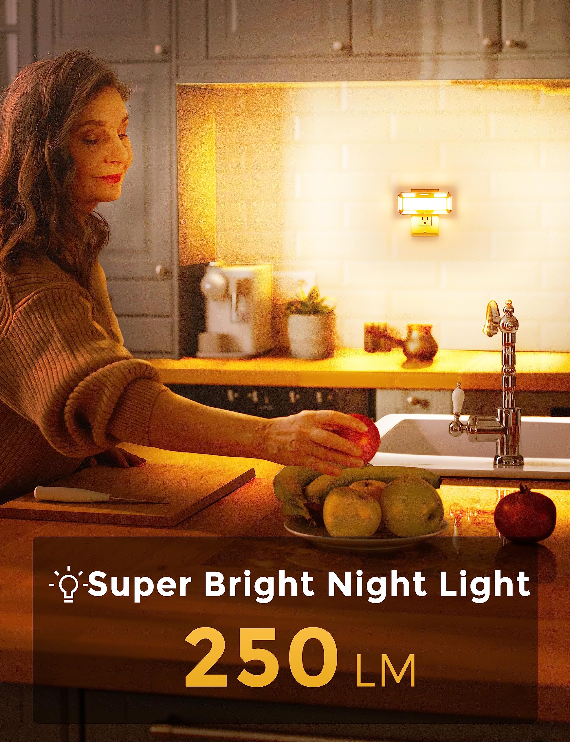 Bright Amber Night Light, Lohas Night Lights Plug Into Wall[2 Pack], 0-250Lm Led Night Light, Dusk To Dawn Sensor, 2W 2000K Dimm
