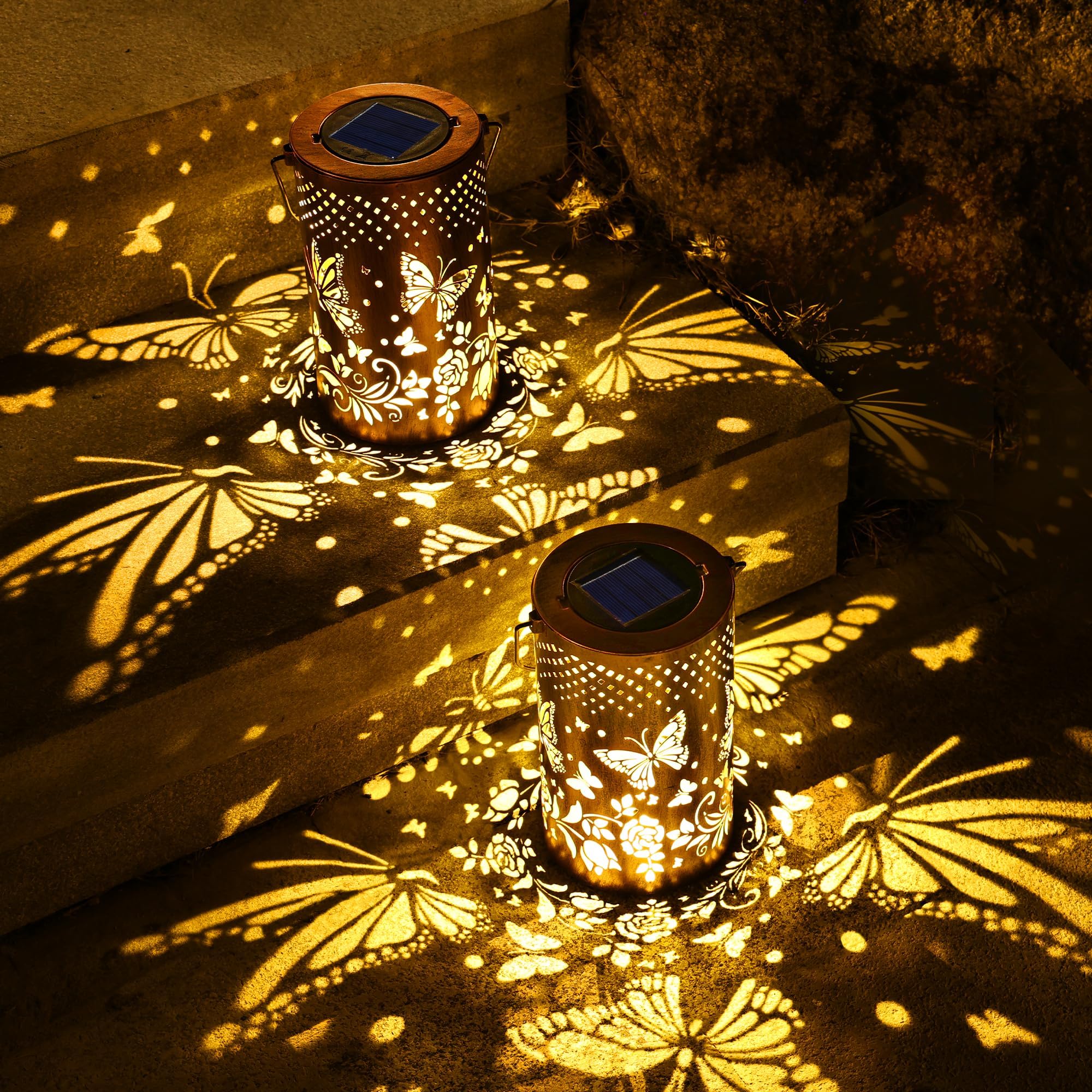 Rumiom Solar Lanterns Outdoor Waterproof, Butterfly Birthday Gifts For Women Men, Hanging Solar Lantern For Yard, Patio, Porch,