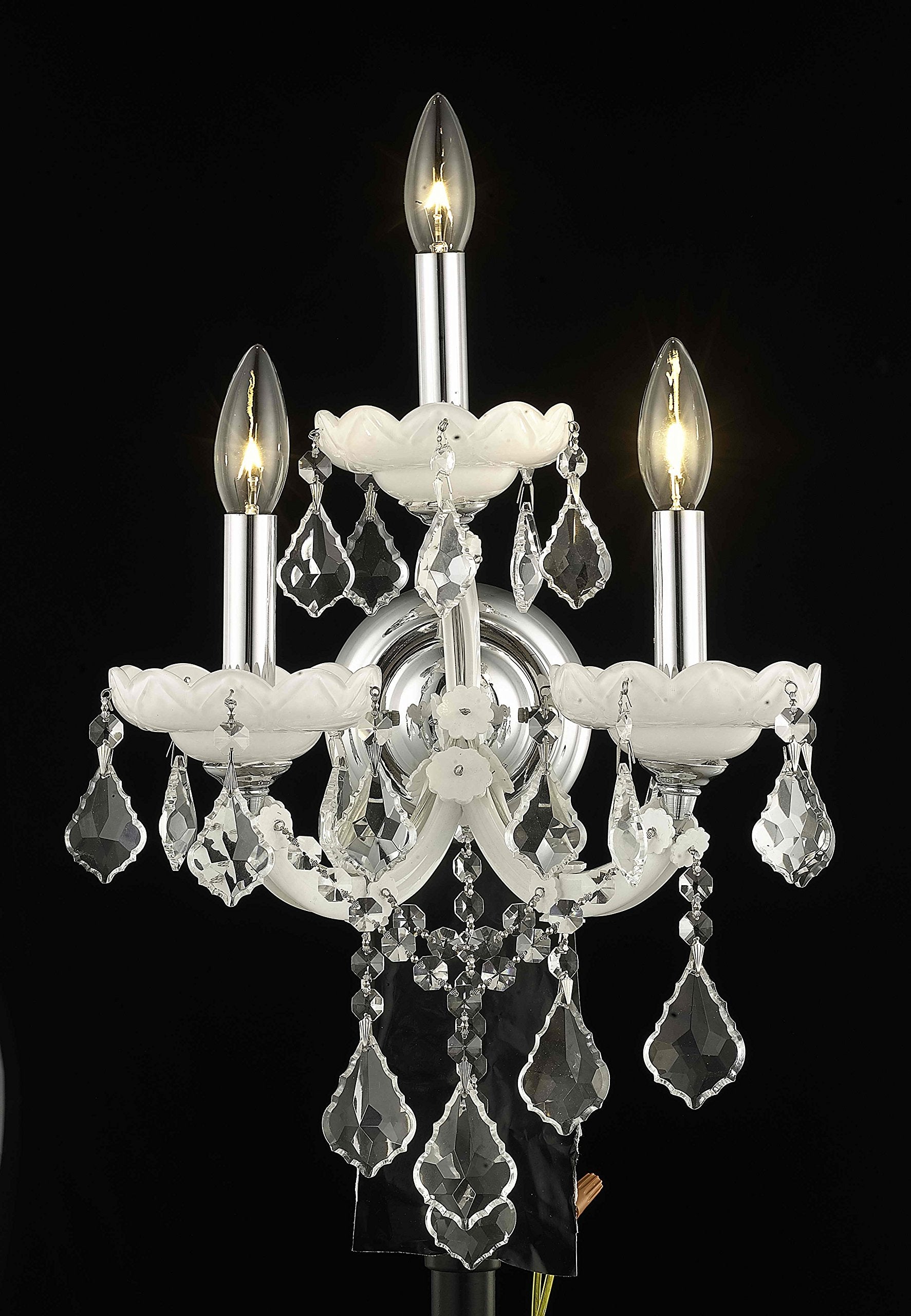 Elegant Lighting Maria Theresa 3-Light Wall Sconce, White Finish, Royal Cut Crystal