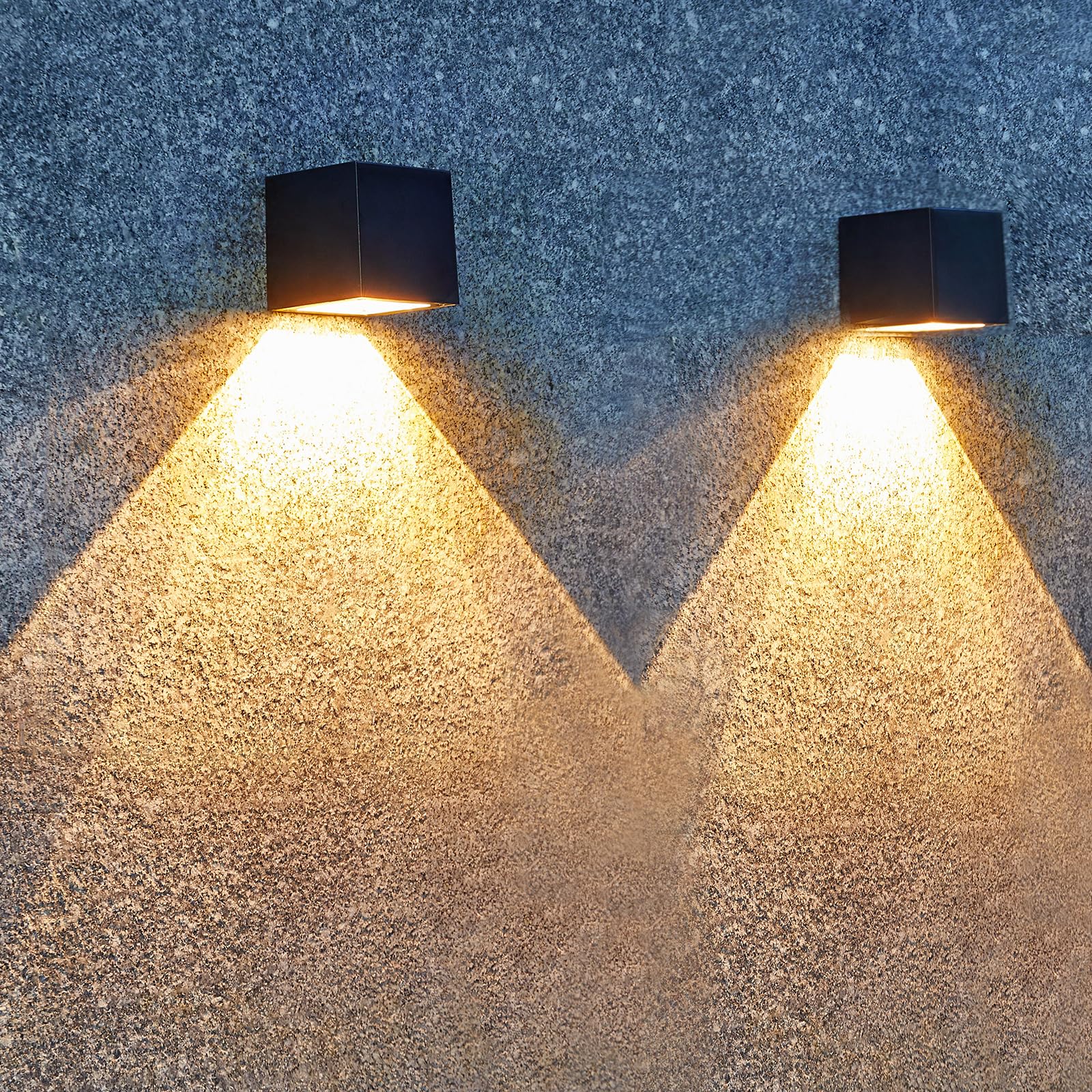 LUHLEE Solar Wall Lights Outdoor,Square Modern Solar Wall Sconce Lights, IP65 Waterproof Solar Fence Lights, Solar Outdoor Light