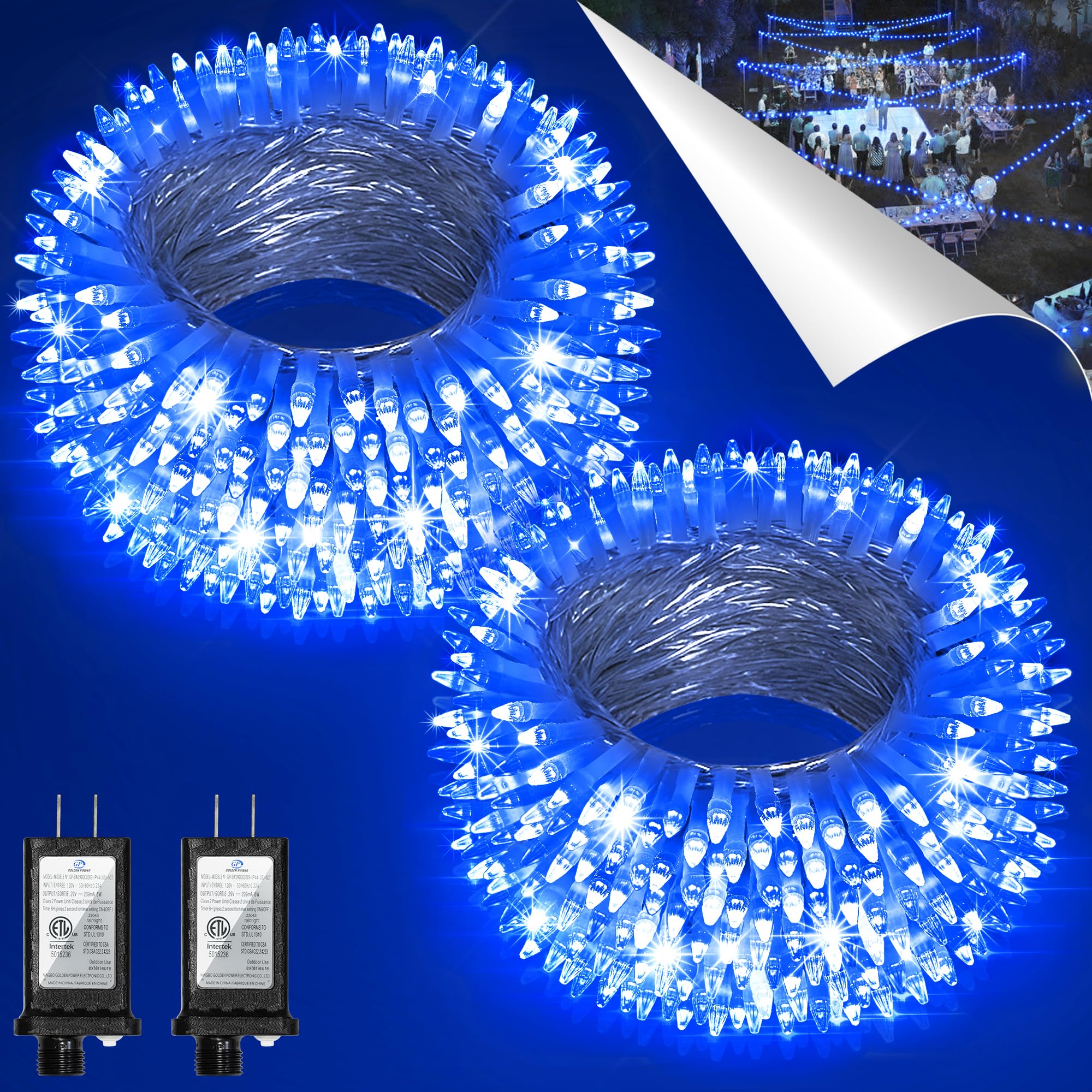 HRANBOTY 2 Pack 600 LED Christmas String Lights, 200 FT, Blue, Indoor Outdoor, 8 Modes & Timer, Fairy Lights for Home, Wedding, Xmas Decor