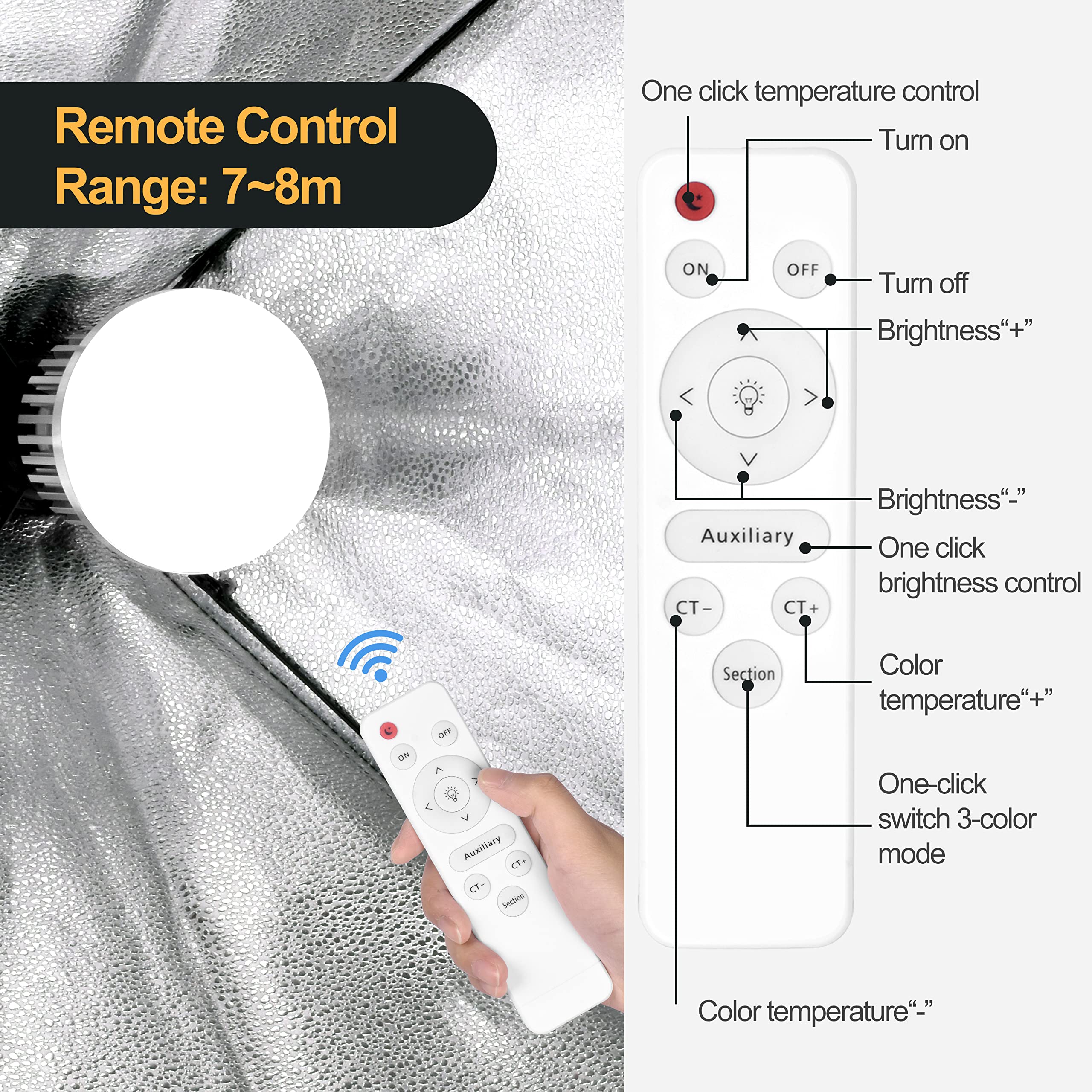 EMART 2 Pack 85W E27 Dimmable LED Light Bulb for Photography, 3000K-5500K, Remote Control, White