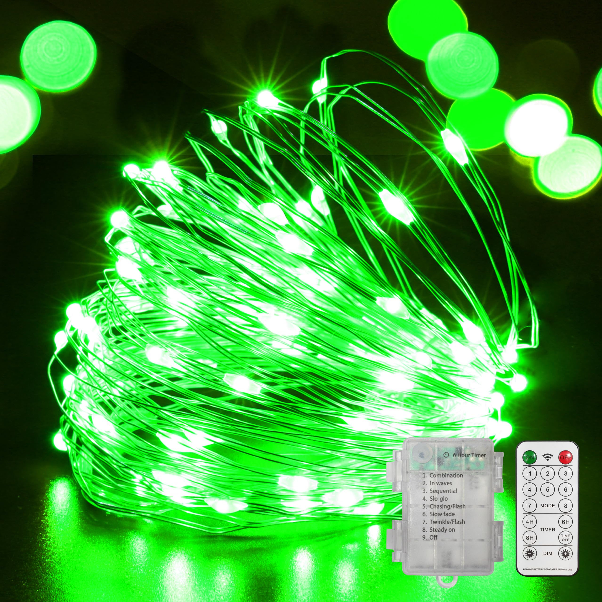 LAMPHOME 100 LED Fairy Lights Battery Operated, Mini Battery Powered Copper Wire Starry String Lights,Light Length 32.5Ft, Multi