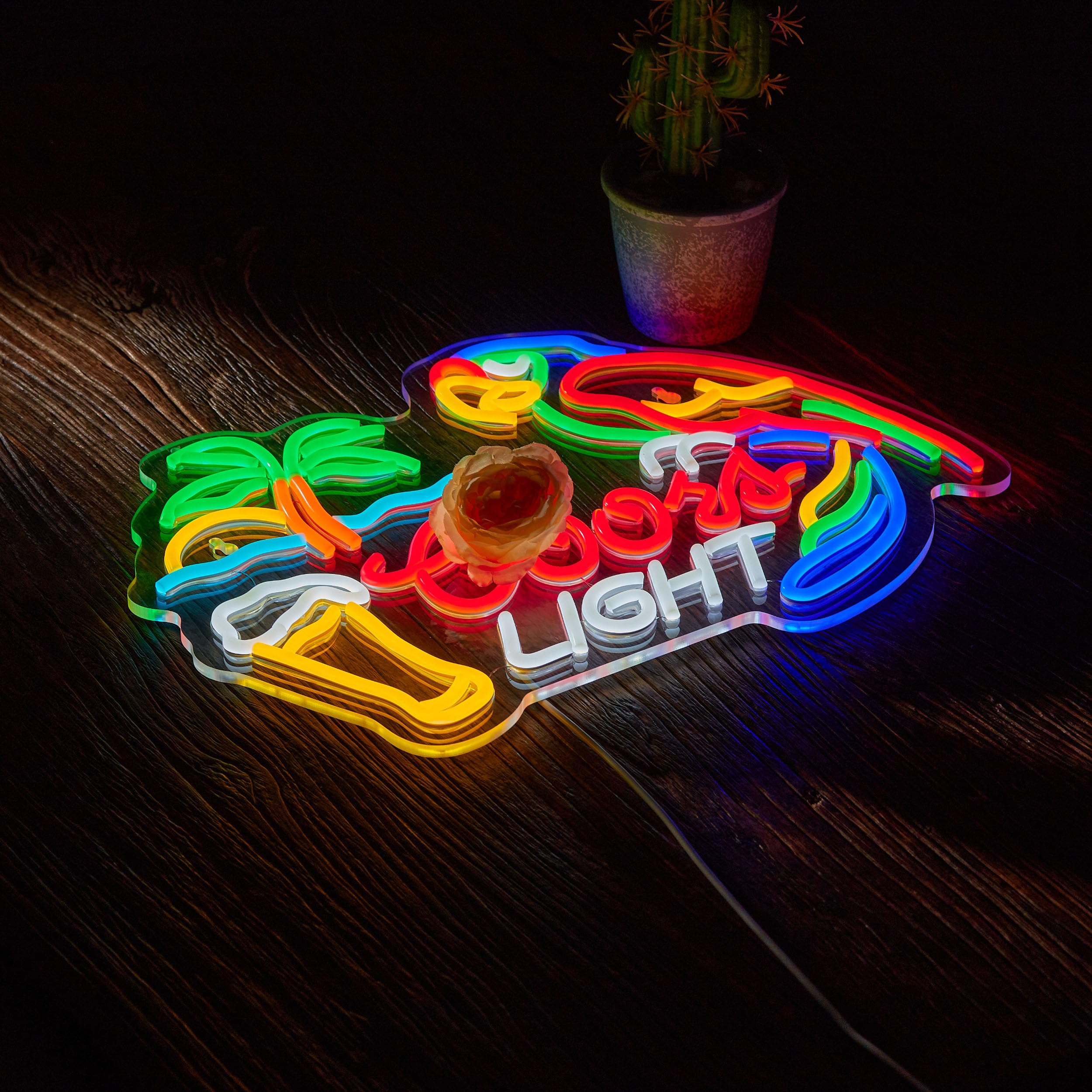Duoweoy Bar Parrot Crs Neon Sign - Dimmable LED Light, 17x12 inches, USB Powered, Multi-Color Décor for Home, Bedroom, Man Cave