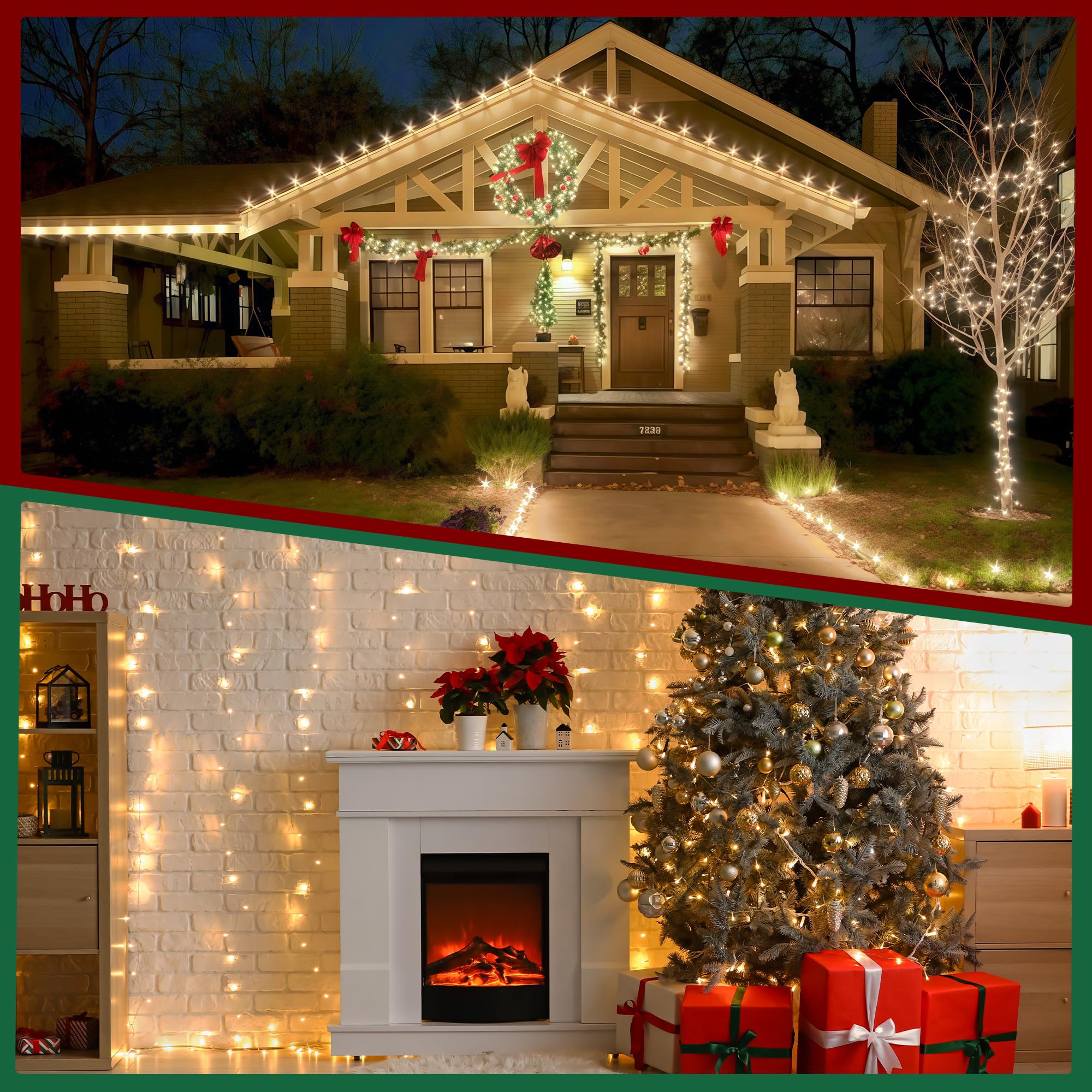 Banbanjo Christmas String Lights Indoor Outdoor Clear Wire  500 Led 164Ft Warm White Christmas Lights Outdoor For Bedroom 8 Mode  Twinkle Fairy Light Plug In For Home Wedding Tree Yard Patio Decor