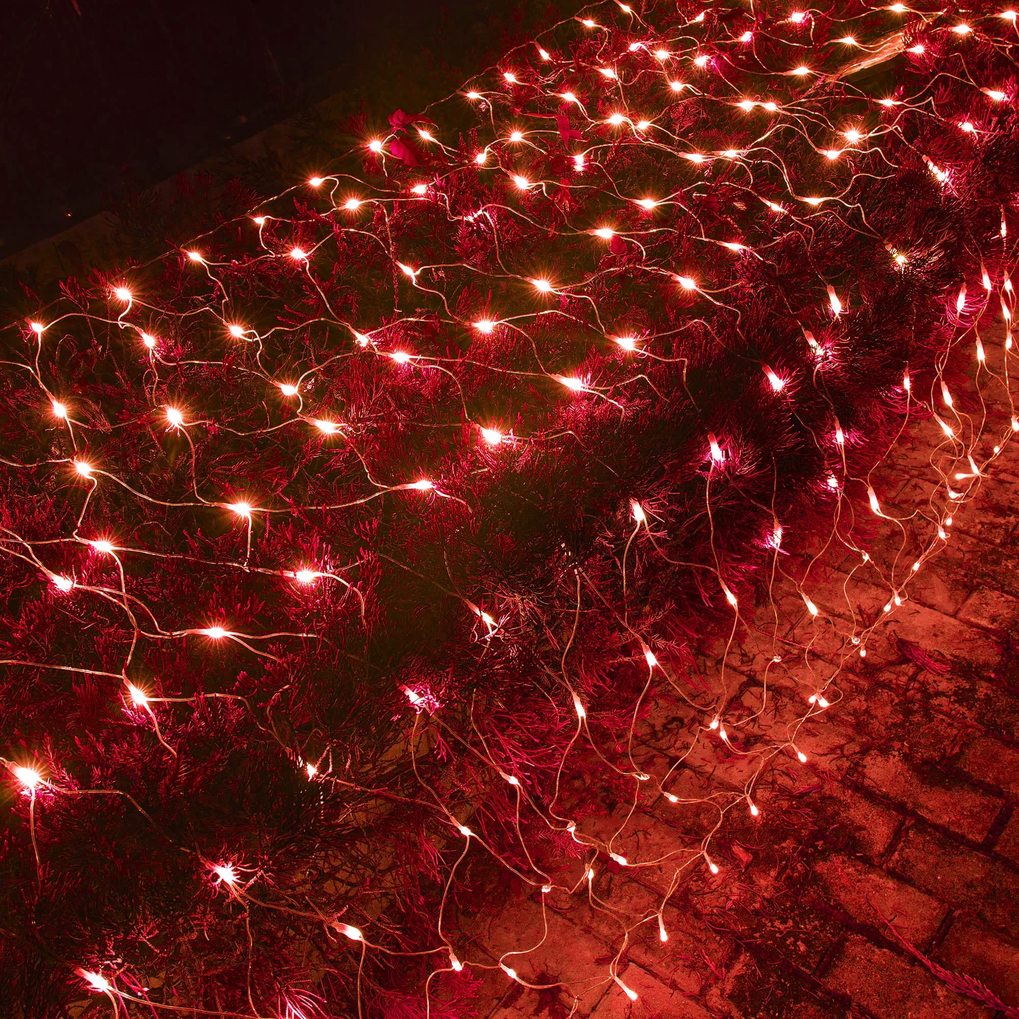 Dazzle Bright Christmas 360 Led Net Lights, 12Ft X 5 Ft Connectable Waterproof String Lights With 8 Modes, Christmas Decorations For Indoor Outdoor Xmas Party Yard Garden Bushes Decor (Red)