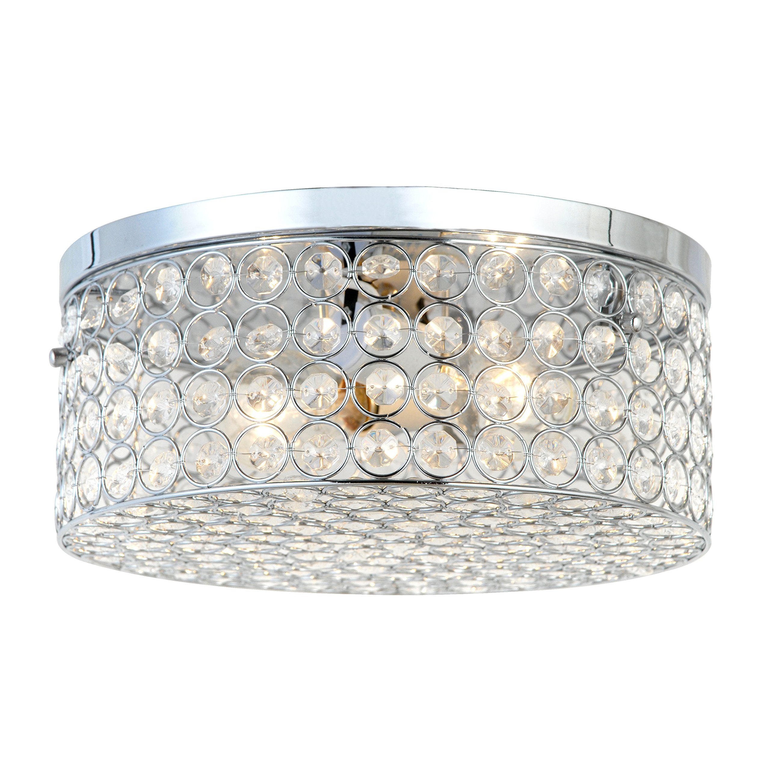 Elegant Designs FM1003-CHR Ceiling Flush Mount Fixture, 12 Inch, 2 Light, Chrome, Crystal