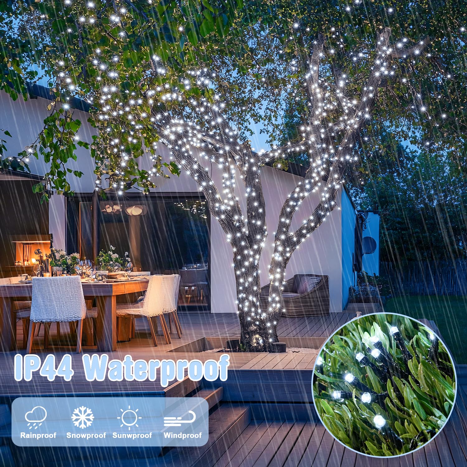 Jmexsuss 400 Led White String Lights Outdoor Waterproof, 132Ft Christmas Tree Lights With Remote, Indoor String Lights Plug In F