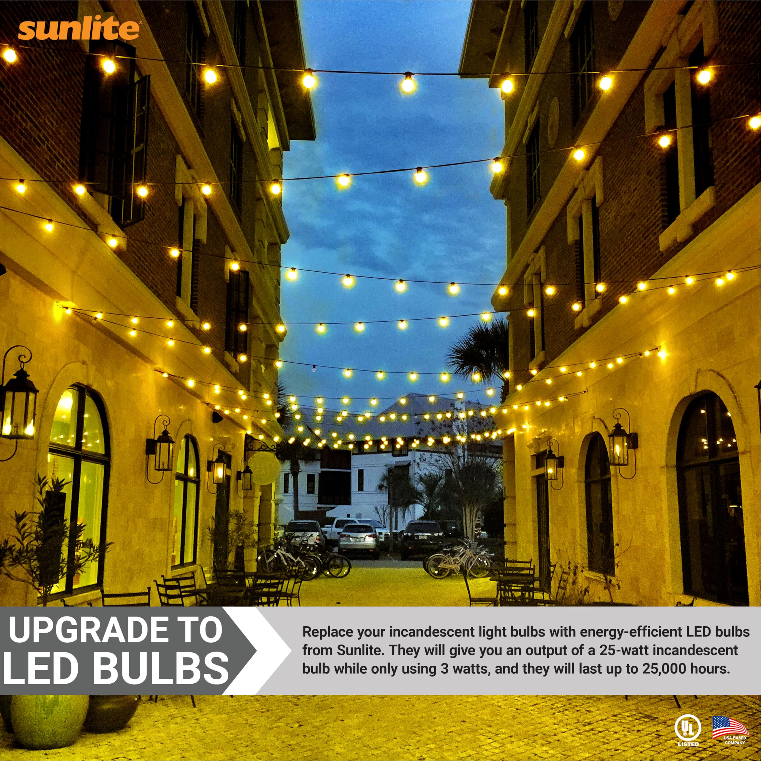 Sunlite 41726 LED A19 Colored Light Bulb, 3 Watts (25w Equivalent), E26 Medium Base, Non-Dimmable, UL Listed, Party Decoration,