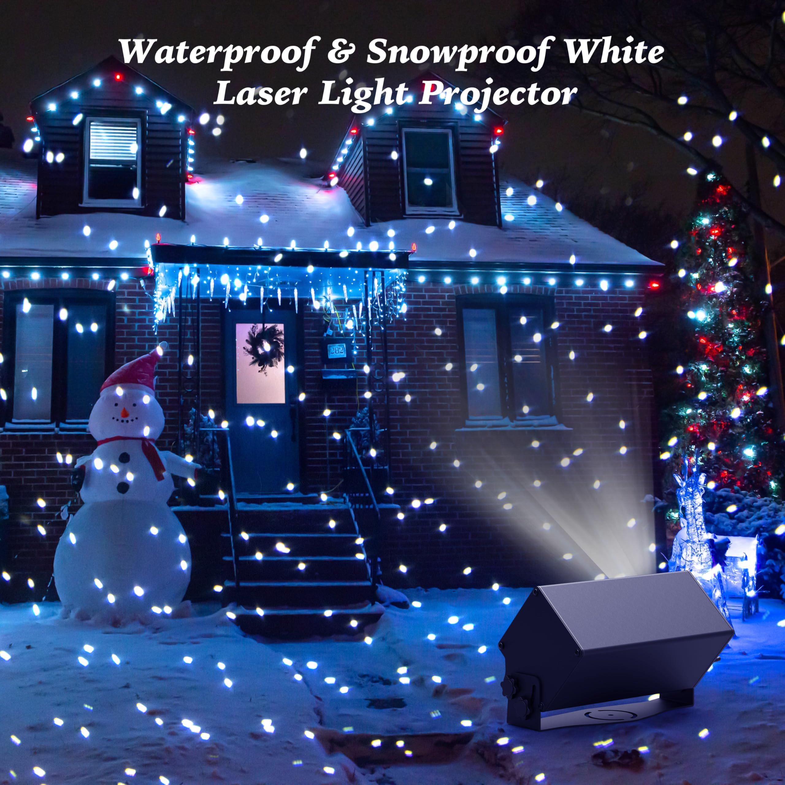 Outdoor Star Lights Projector, Airivo White Laser Fairy Lights Projector, Christmas Snowfall Projector, 3 Lighting Modes Garden