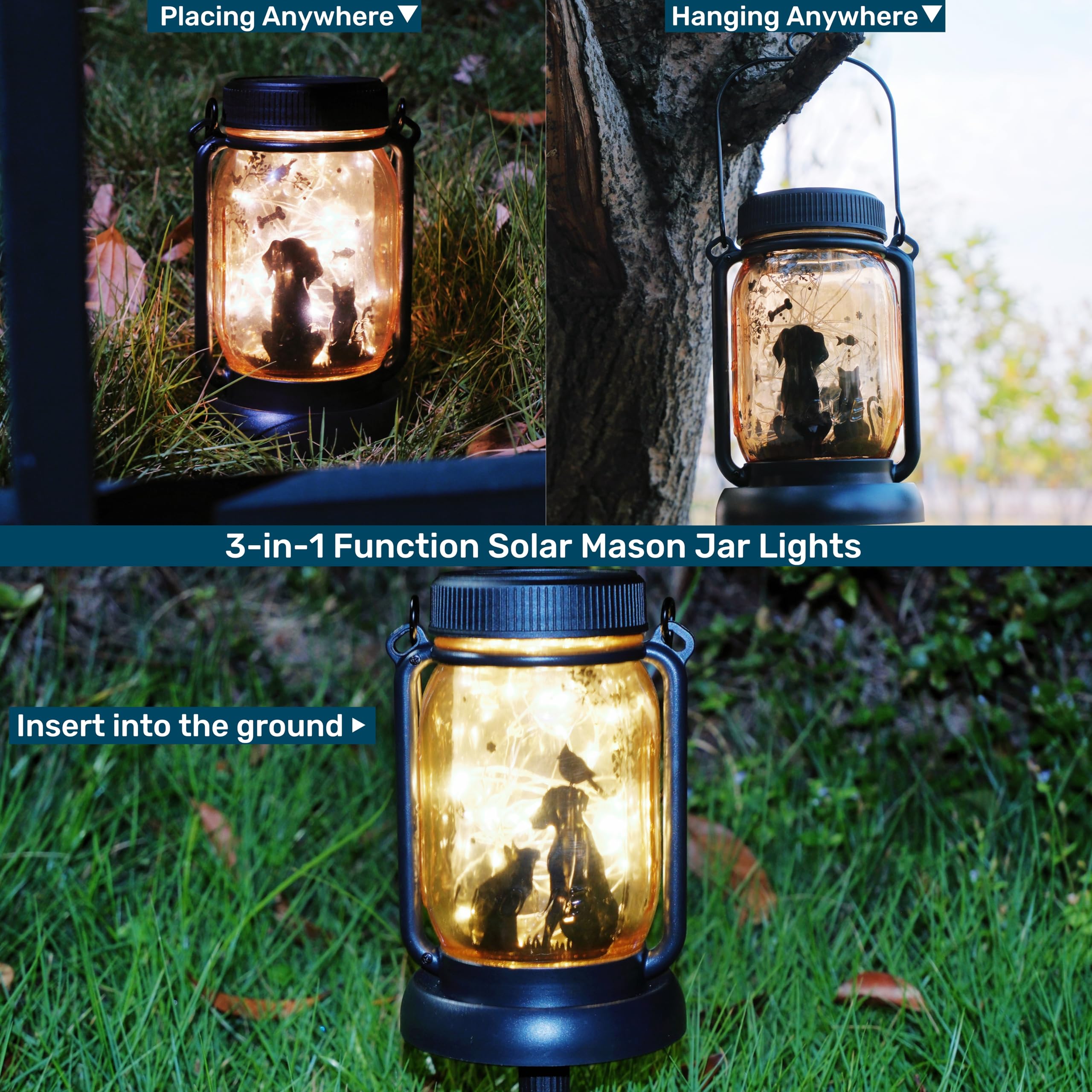 Cat Dog Solar Lanterns, Outdoor Solar Lights, Cat Lamp, Dog Lamp, Garden Decor, Patio Decor, Gifts For Cat Lovers, Gifts For Dog