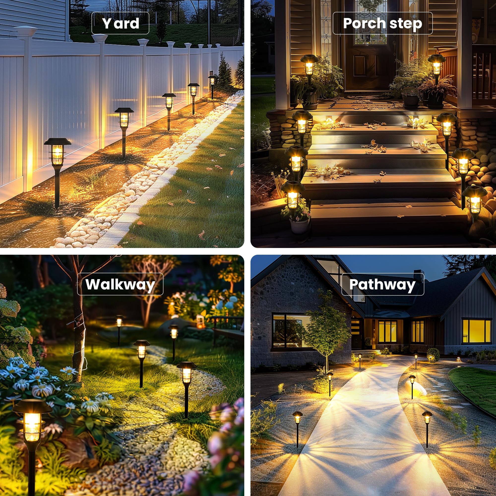 Hmdecor Solar Garden Lights Outdoor,6 Pack Bright Solar Lights Outdoor Waterproof, Solar Powered Outdoor Decor For Yard, Pathway