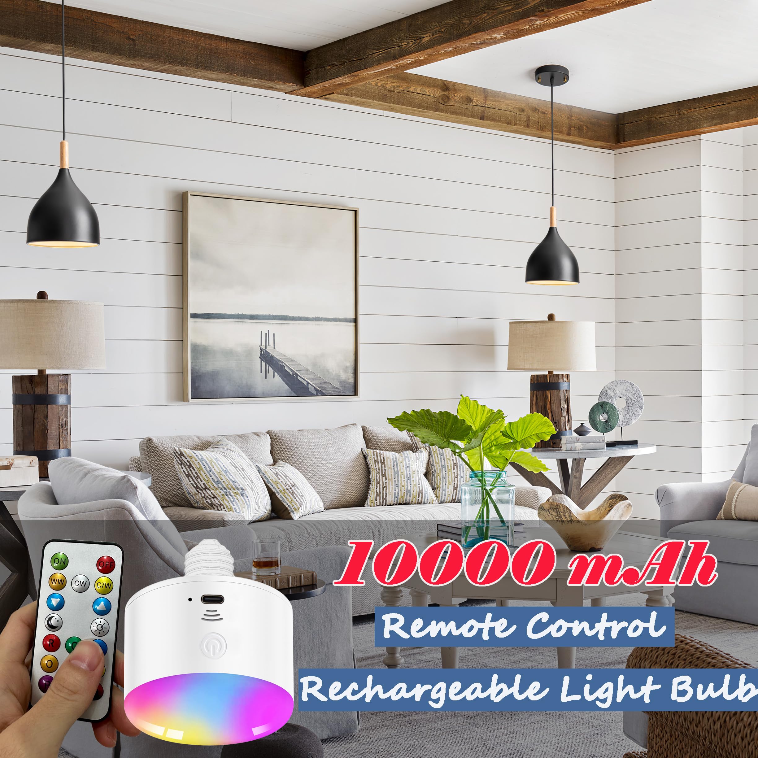 Civaza Battery Operated Hanging Light With Remote,Kitchen Island Chandelier Set Of 2 Non Hardwired,Battery Pendant Light With 50