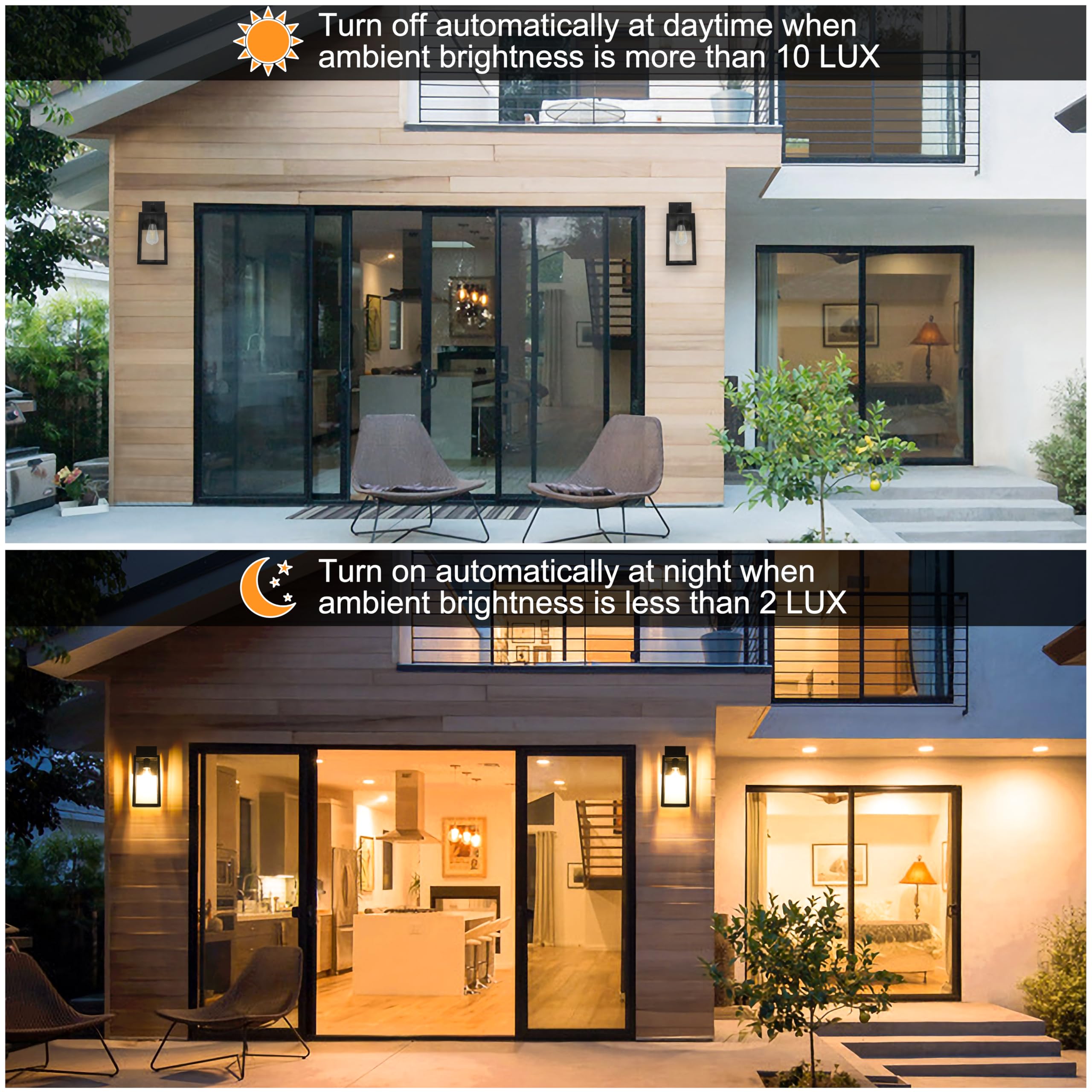 Shine Hai Dusk To Dawn Sensor Outdoor Wall Sconce, Extra Large Exterior Lantern Fixture With E26 Base, Wall Mount Waterproof Lam