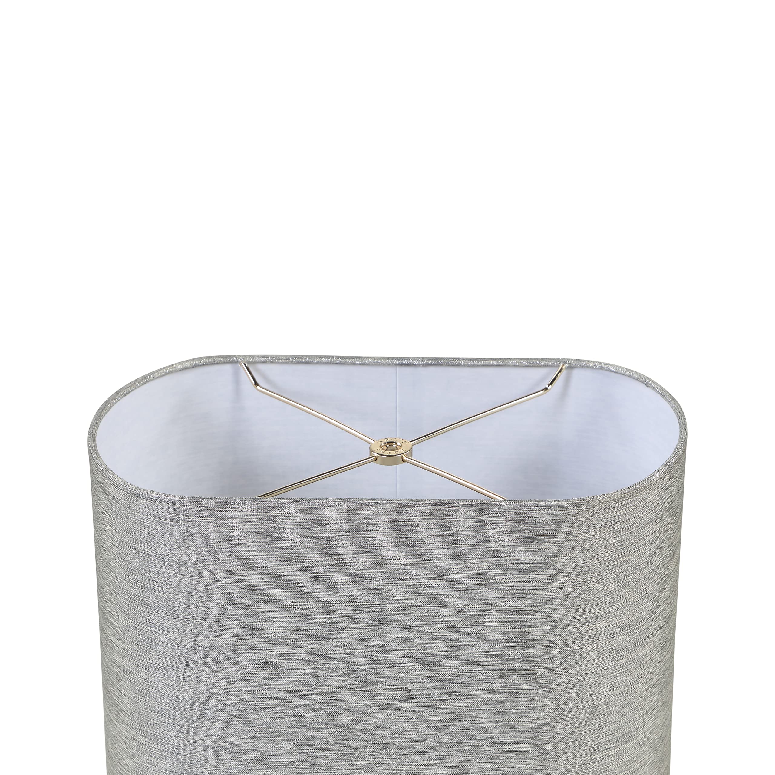 Aspen Creative 37002, Hardback Oval Barrel Contemporary Spider Shade, Grey Sliver Burlap Texture Fabric, 8+13-1/2&quot; Top X 8+13-1/2&quot; Bottom X 10-1/2&quot; Height