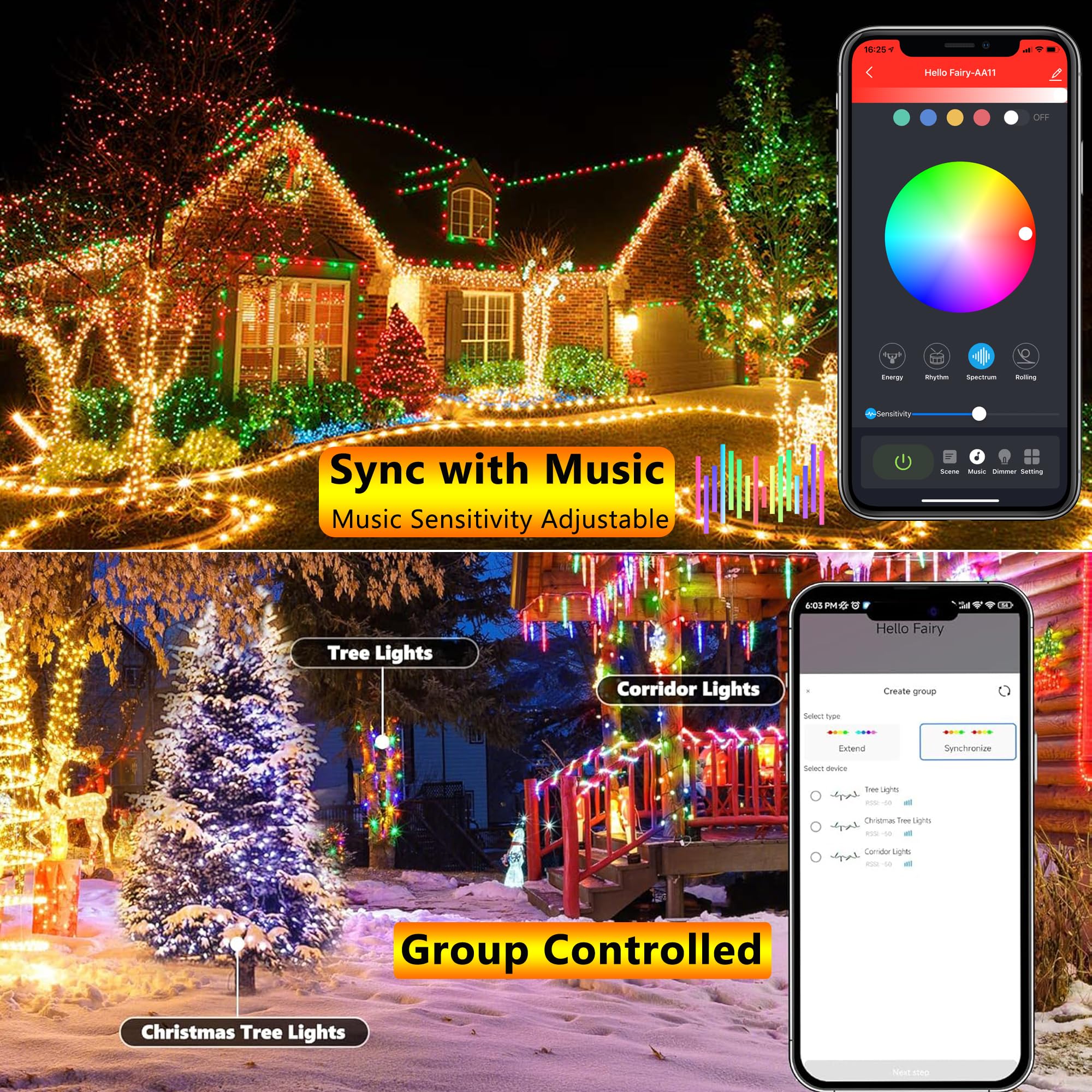 Ibaycon Smart Color Changing Christmas Lights  100Ft 300 Led Rgb Christmas Tree Lights Remote & App Controlled String Lights For Outdoor Indoor Christmas Decorations