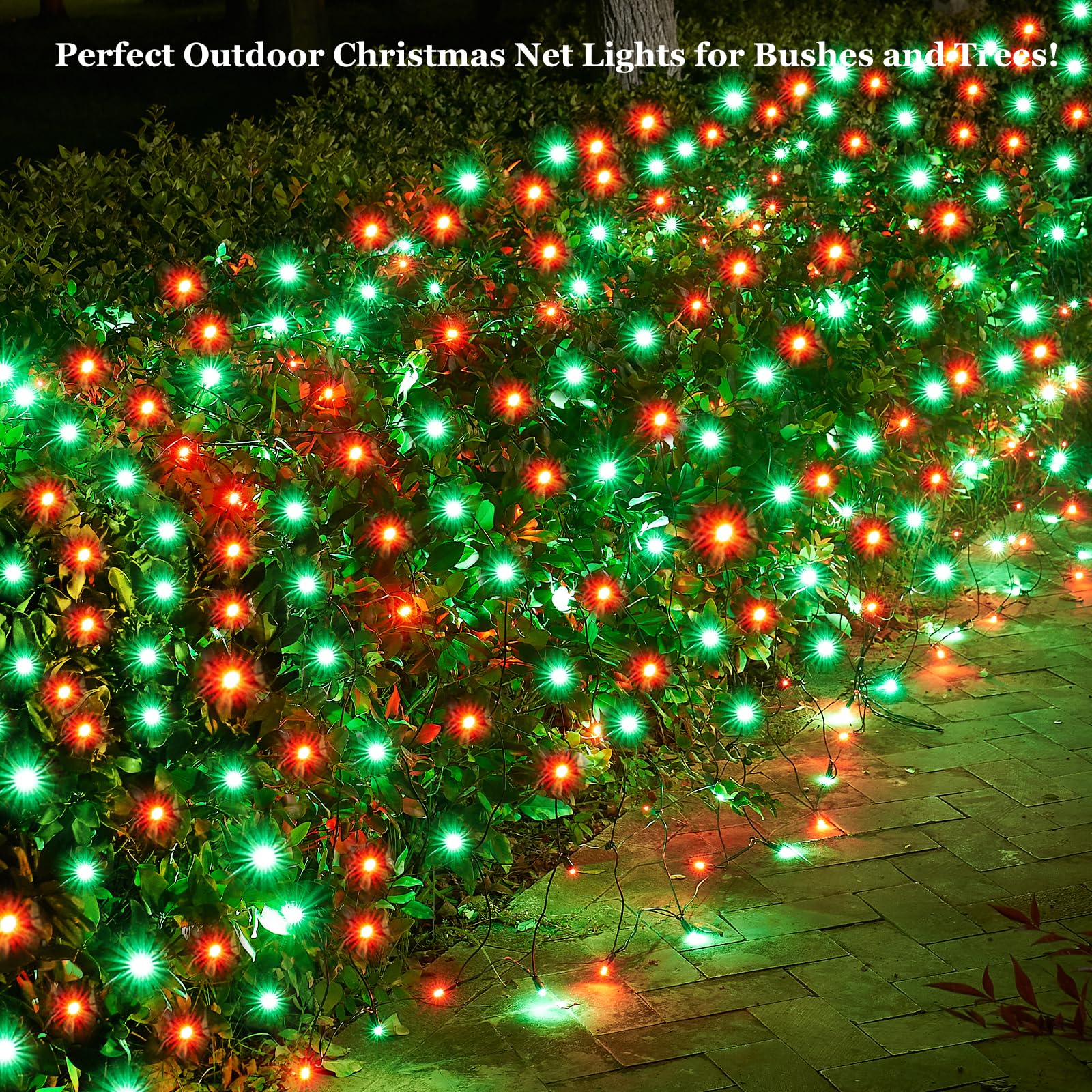 Dirnun LED Christmas Net Lights, 160LED, 5ftx7ft, Waterproof, Red and Green, Model HO-160/4N, for Outdoor Indoor Holiday Decor