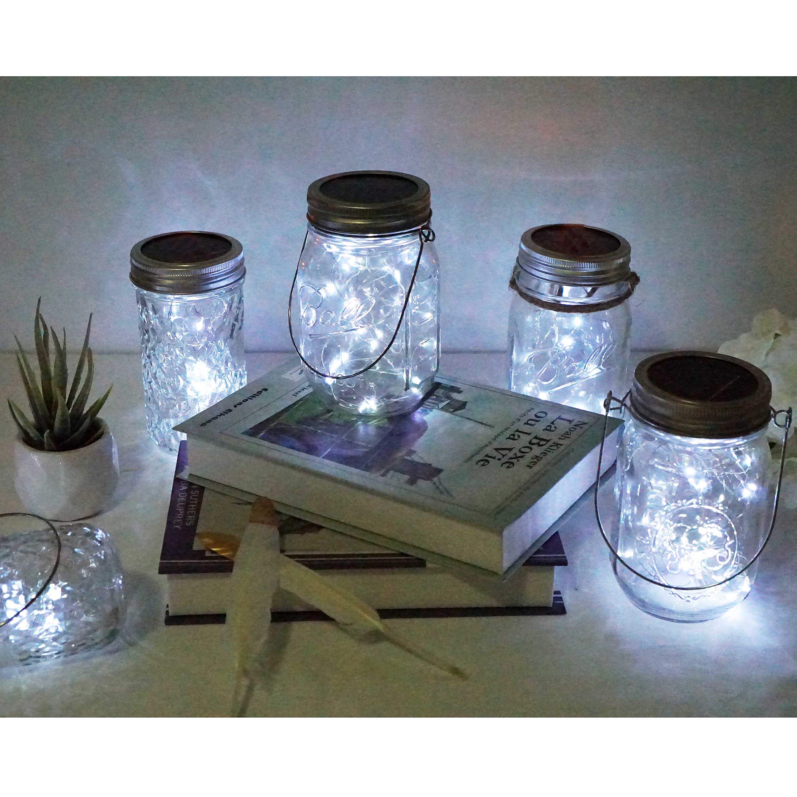 Solar Mason Jar Lid Lights, 10 Pack 30 Led Waterproof Firefly Fairy Lights With Hangers(No Jars), Outdoor Starry String Lights F