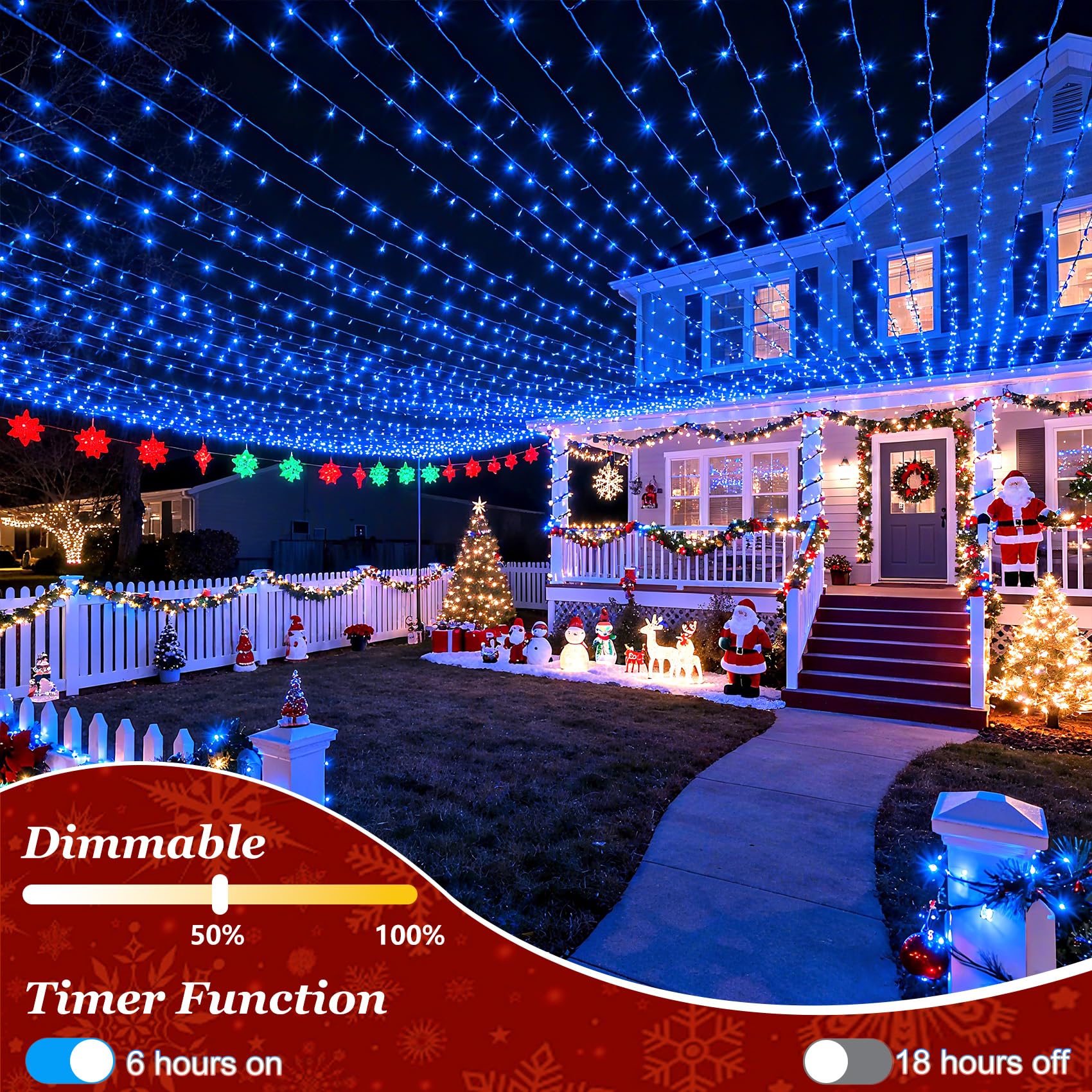 1500 Led 470Ft Christmas Lights Outdoor  Christmas String Fairy Lights With Timer & Memory  Waterproof 12 Modes Dimmable Twinkle Tree Lights For Home Patio Wedding Party Yard Xmas Decorations  Blue
