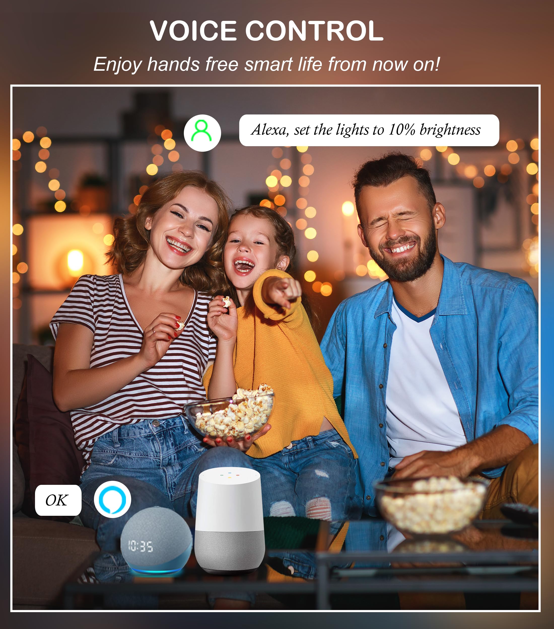 CLOUDY BAY 4" Gimbal Smart WiFi LED Recessed Lights, RGBCW, Aluminum, IC Rated, Compatible with Alexa & Google Home, Pack of 4
