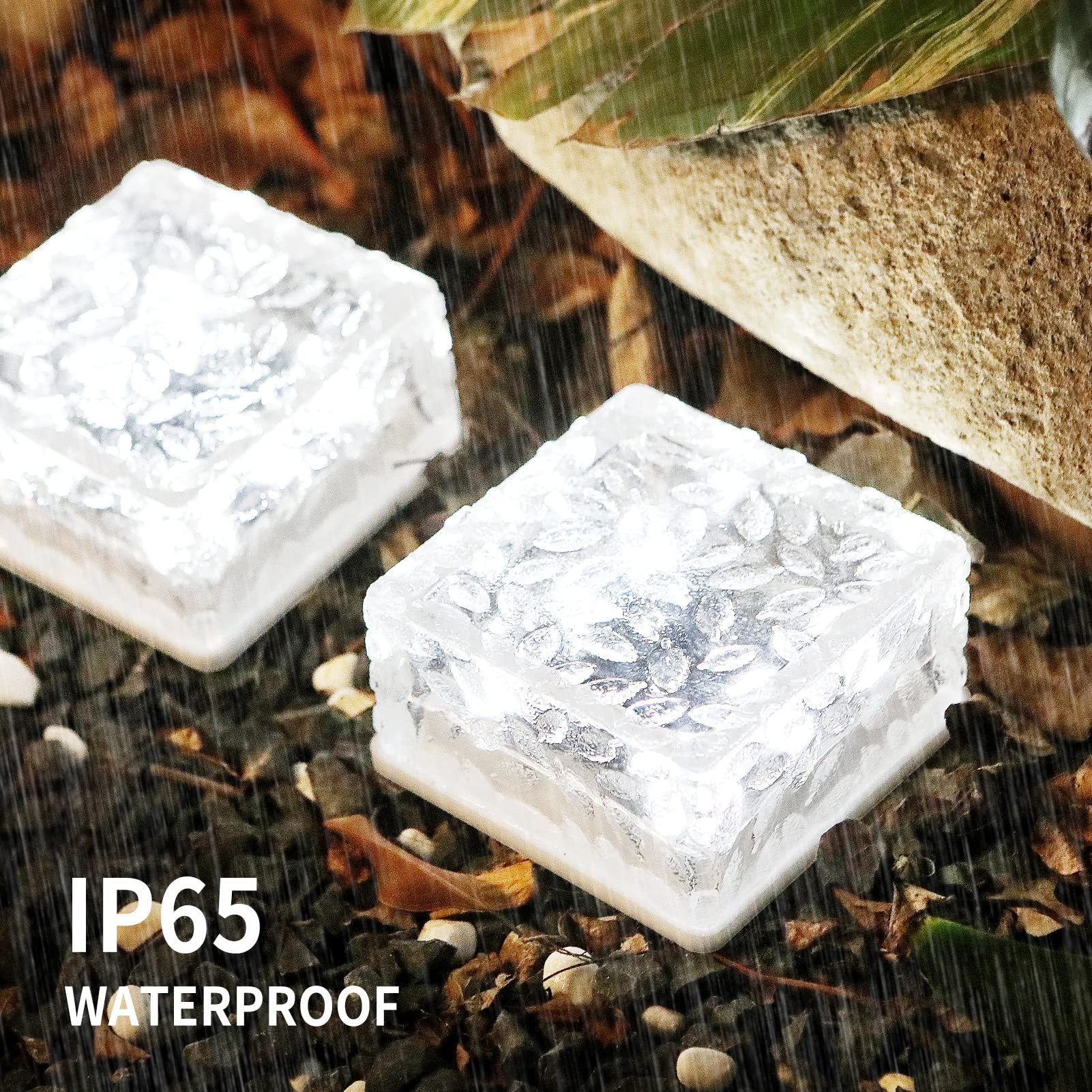 Hoflyw 6 Pack Solar Brick Lights, Warm White Led Landscape Pathway & Garden Decoration