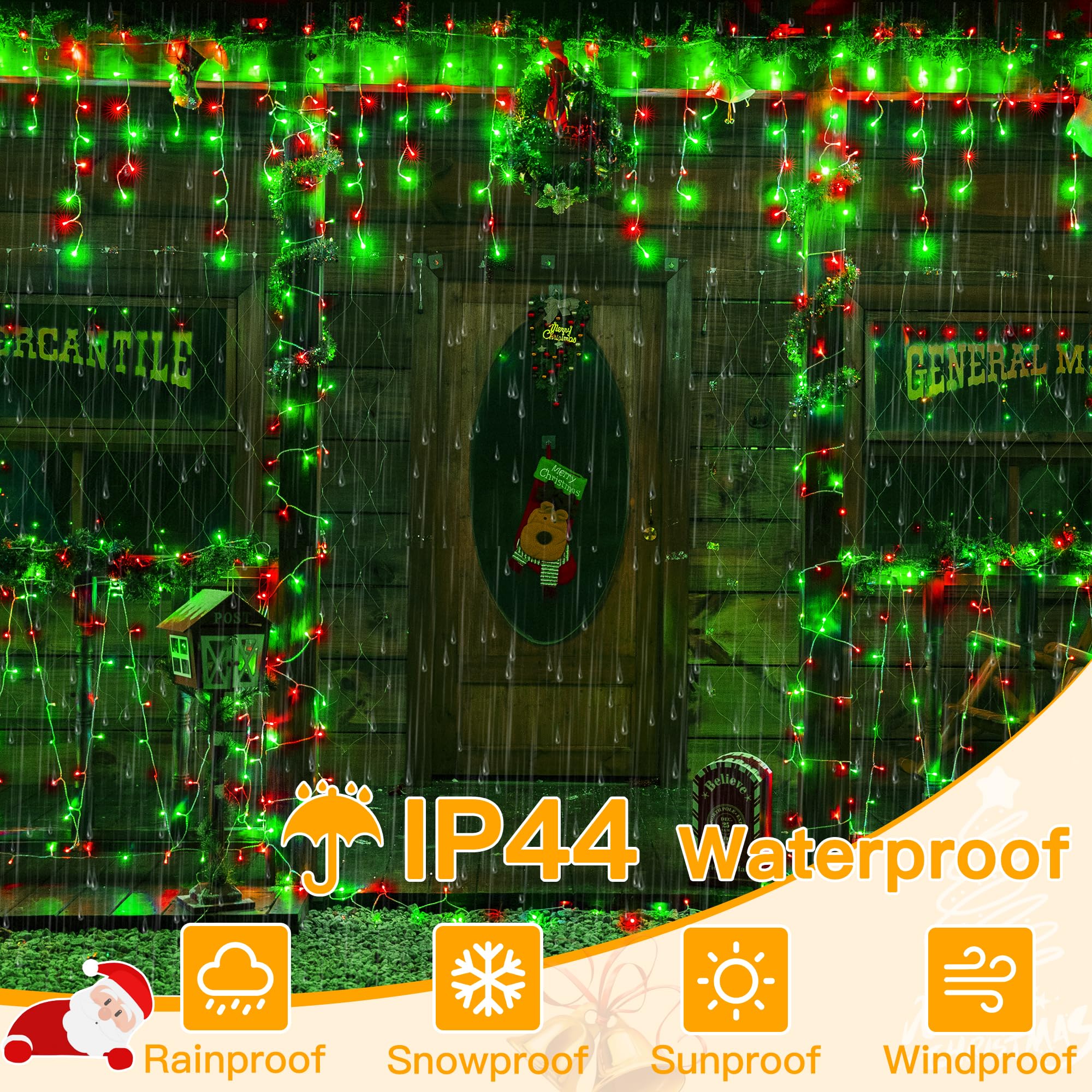 Ollny Icicle Lights For Outside 396Led 32Ft, Red And Green Christmas Light With Remote 8Modes Timers Waterproof, Plug In Connect