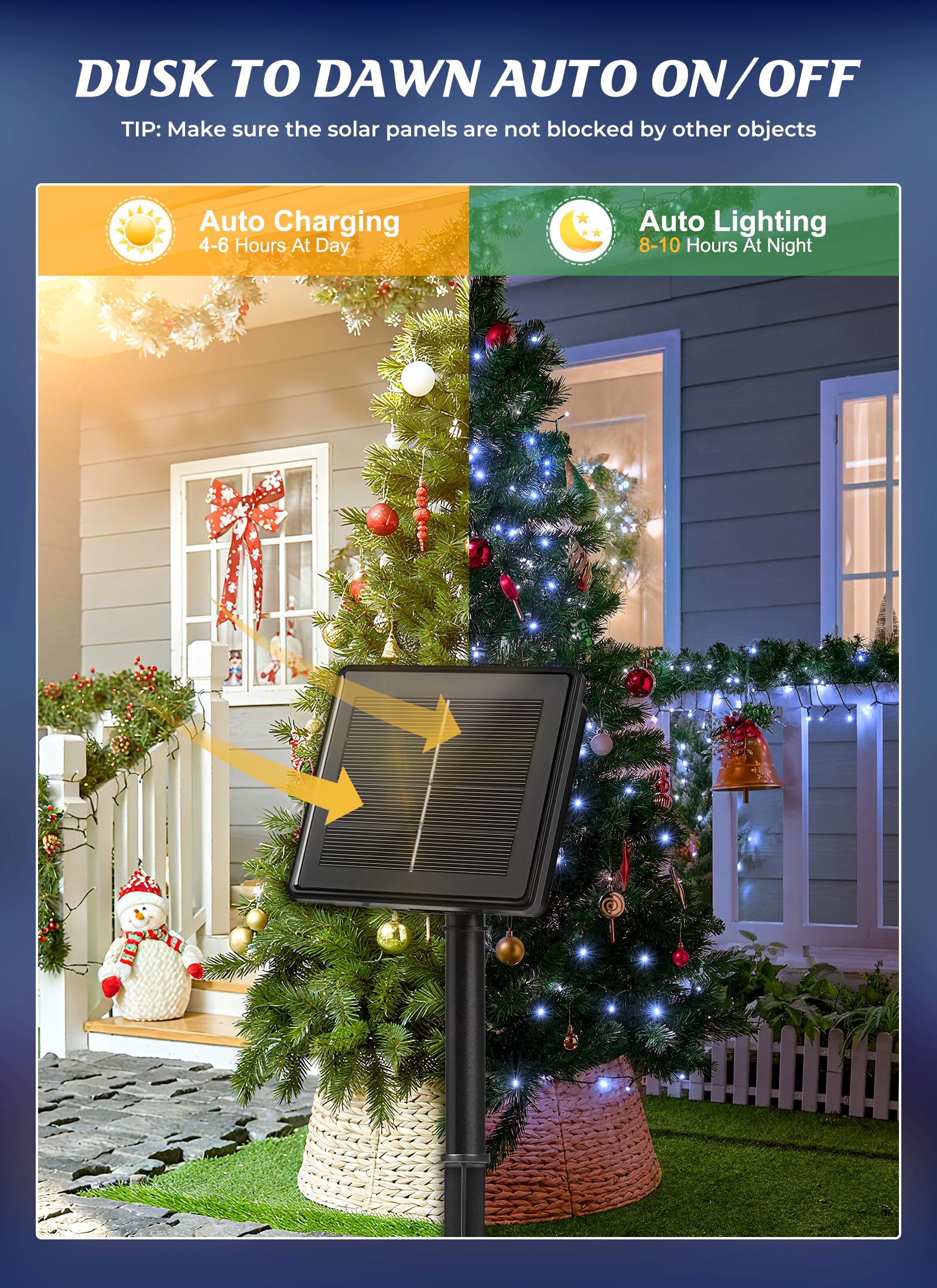 Brightown 2 Pack Solar String Lights Outdoor  Total 144Ft 400 Led Twinkle Fairy Lights Waterproof With 8 Modes Auto On/Off For Patio Tree Garden Party Home Wedding Christmas Decorations (Cool White)