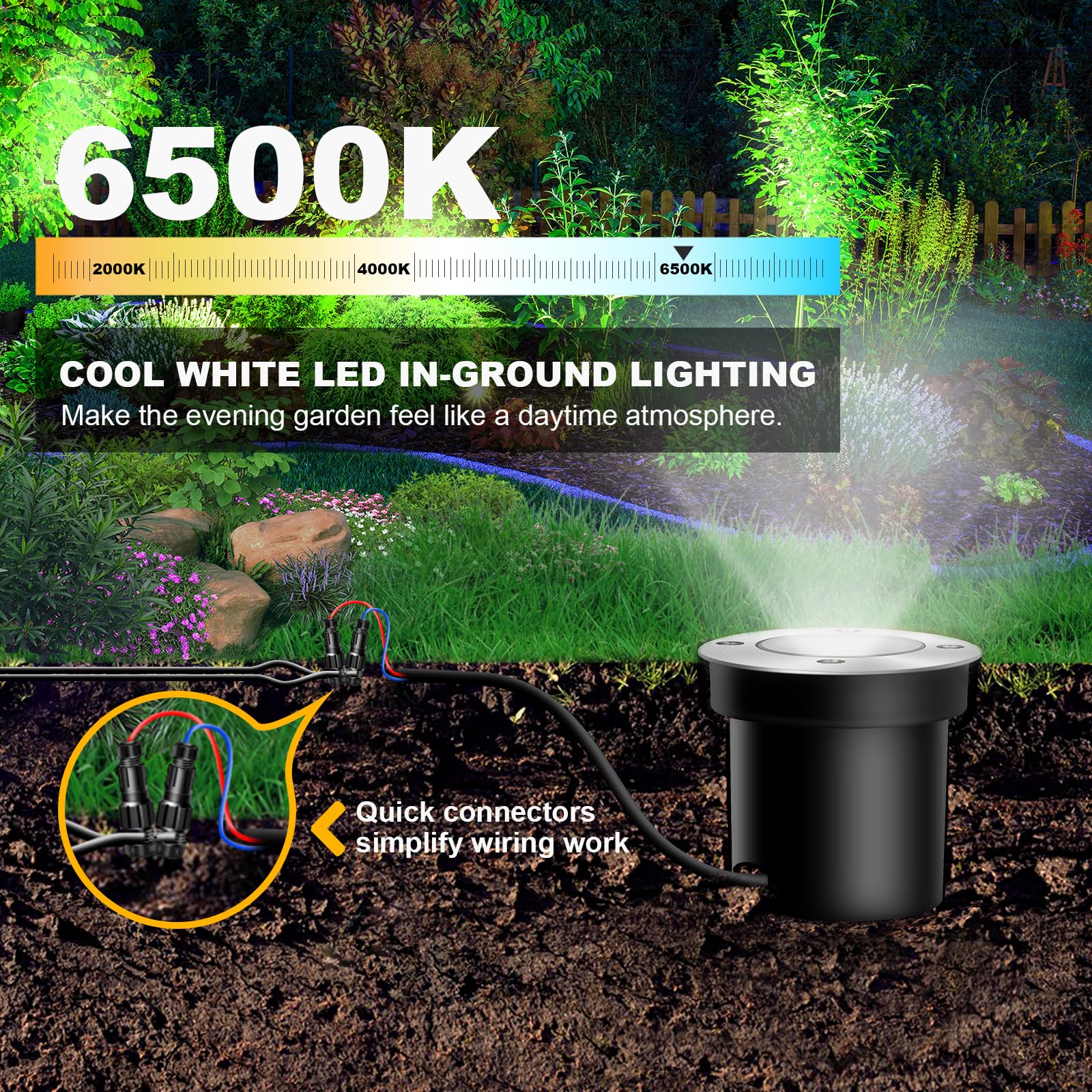 Aledeco 4Pack Low Voltage Landscape Lights With Connectors - 12-24V Led In-Ground Lights Ip67 Waterproof Garden Lighting For Yar