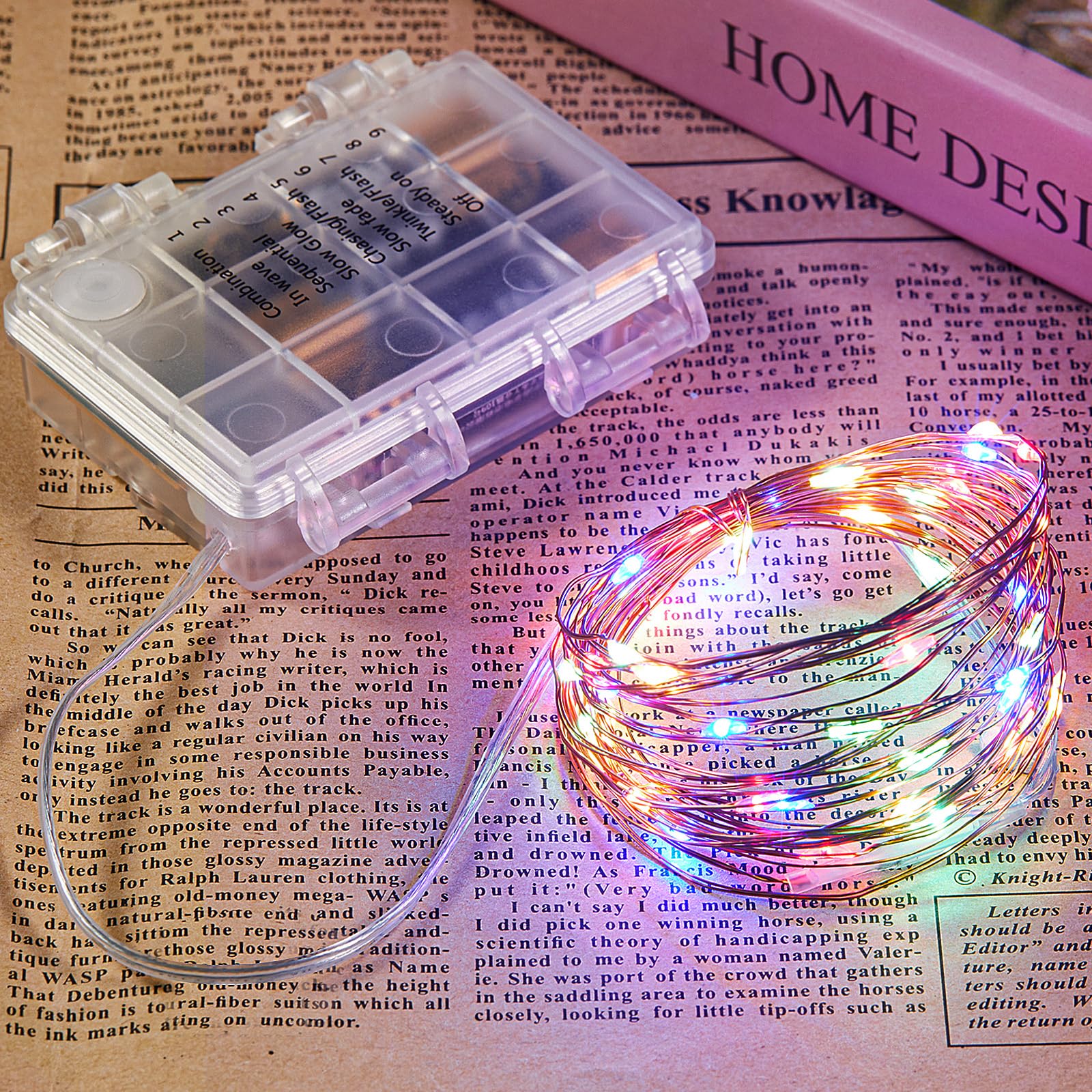 Ariceleo 1 Pack 16.4 Ft. Battery Operated Outdoor String Lights With Remote & Timer, Led Multi Color Fairy Lights, Waterproof Twinkle Lights For Bedroom, Dorm, Mason Jar, Wedding, Party, Christmas