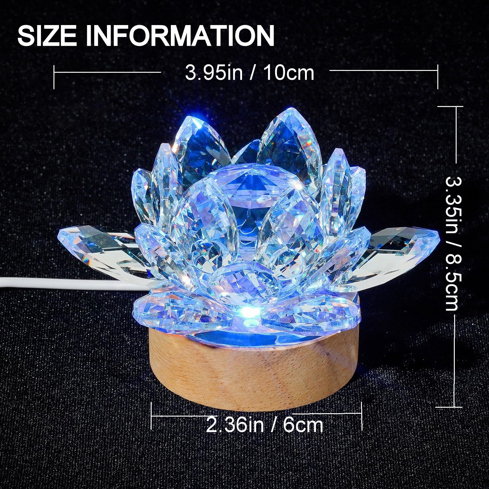 TENGFENG Crystal LED Lotus Light - USB Powered Flower Lamp with Remote Control, 7 Color Change, Glass, Great for Bedroom Decoration