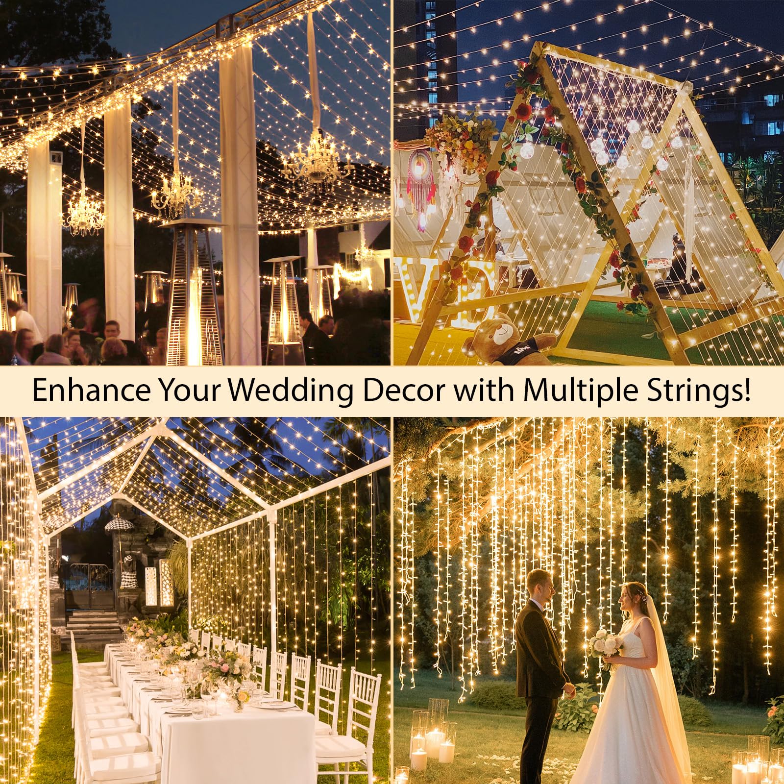 suddus Christmas Tree Lights, 33FT 100 LED Warm White Fairy Lights, Plug-in with Remote, Indoor/Outdoor Decor, Model SD-100STRWW